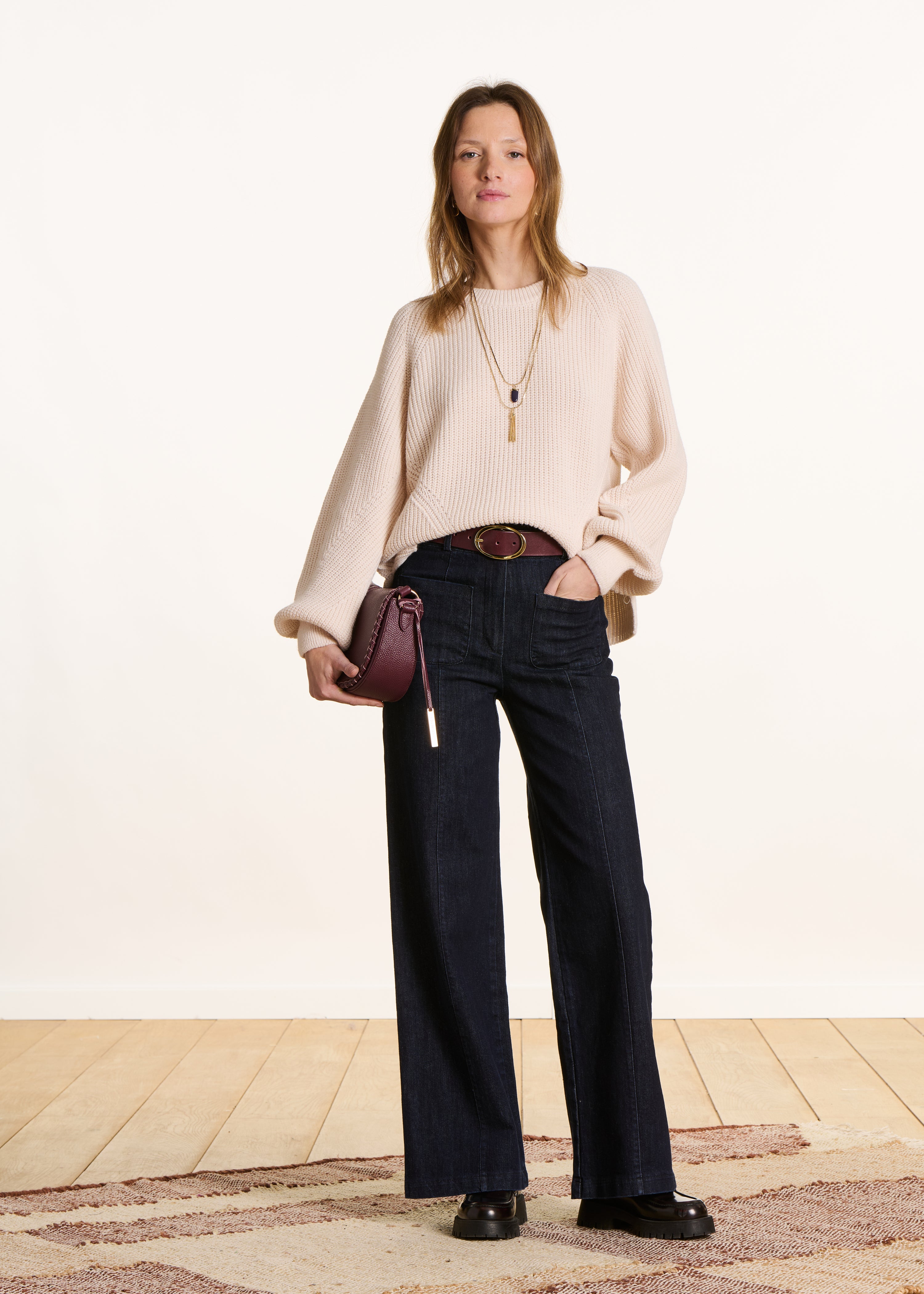 Jean large brut taille haute