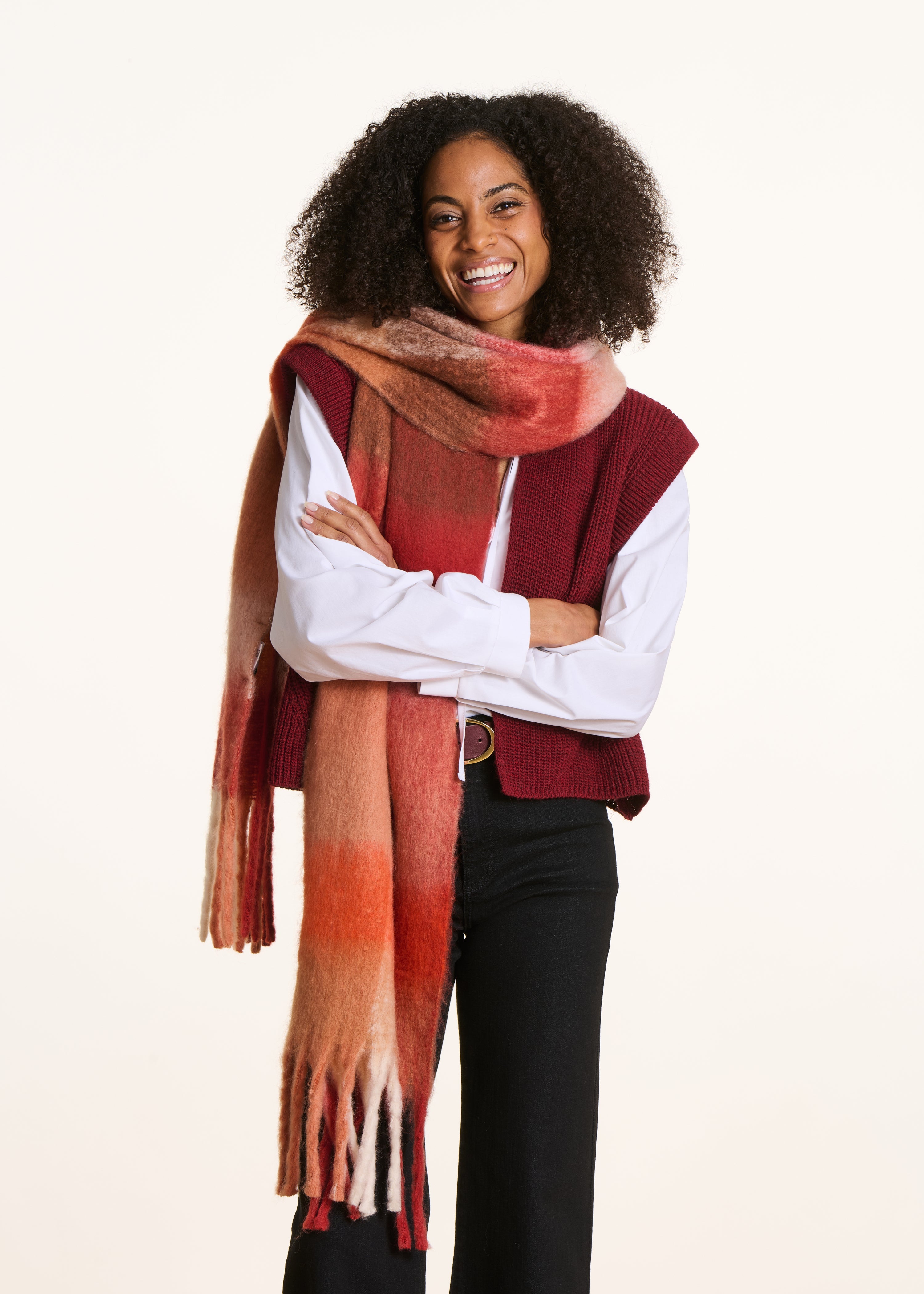 Écharpe à carreaux rouge