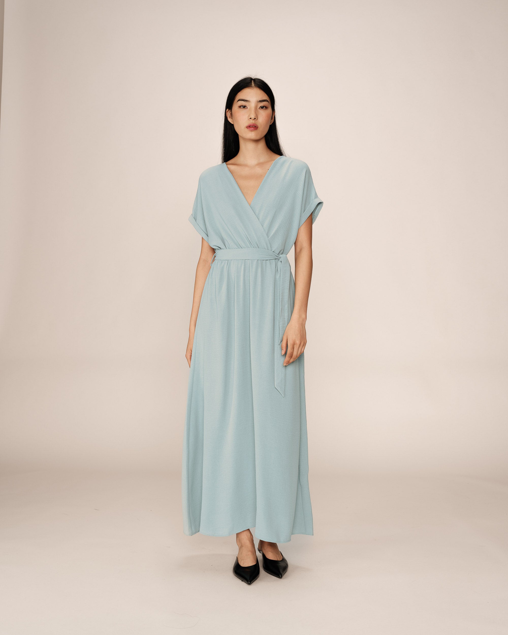Robe longue trapÃƒÂ¨ze bleu Papillon
