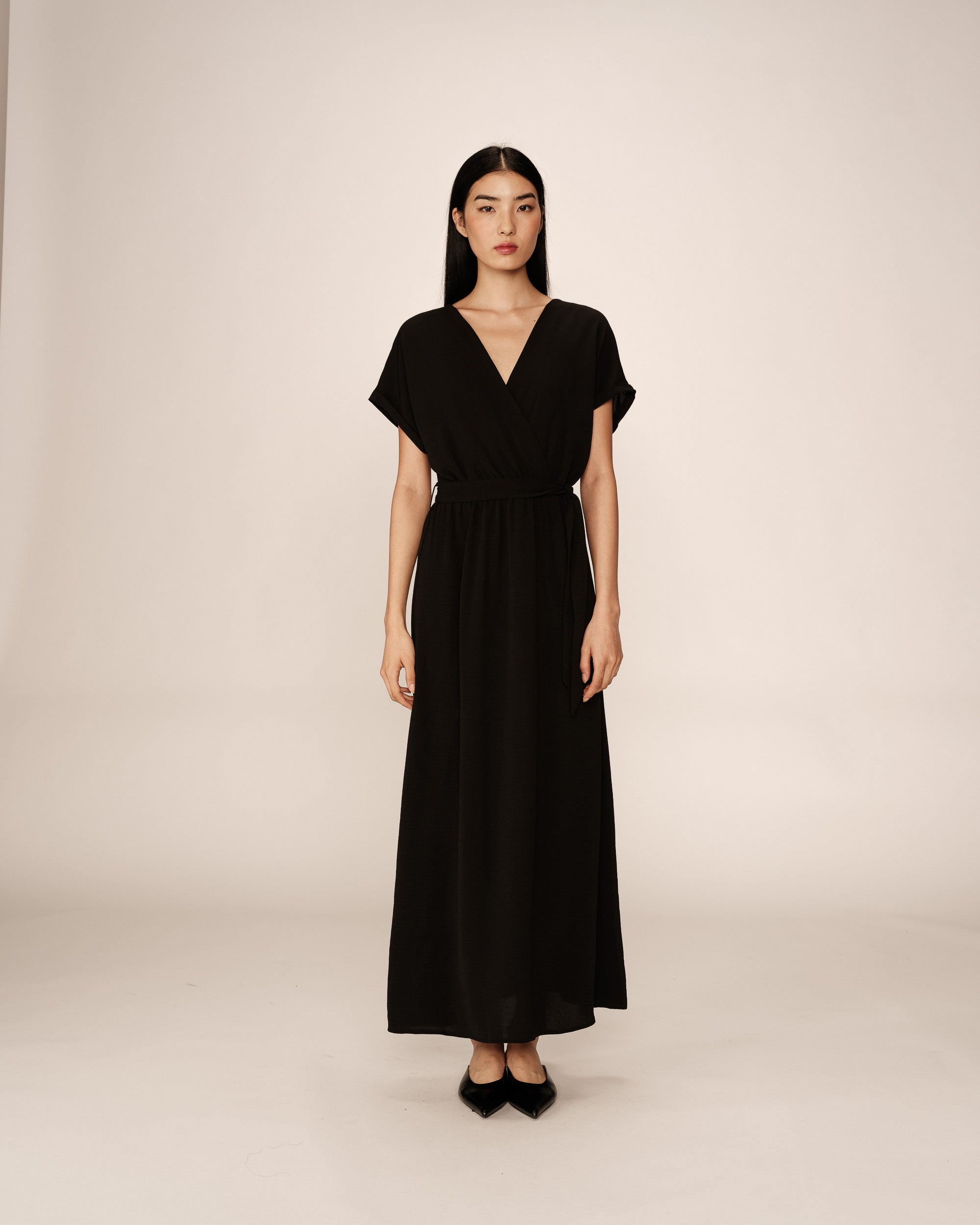 Robe longue trapÃƒÂ¨ze noir Papillon