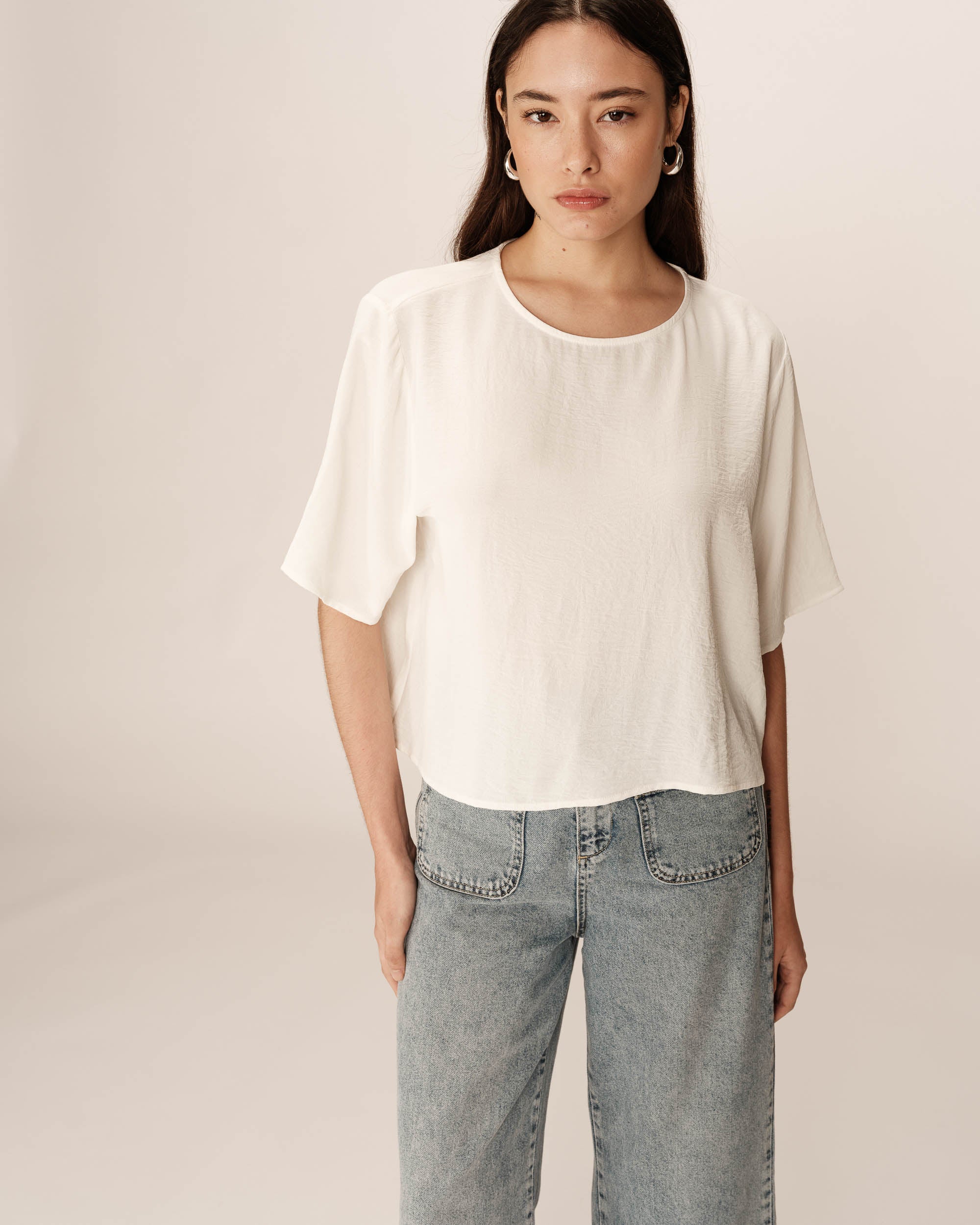 Top large col rond ecru Paprika