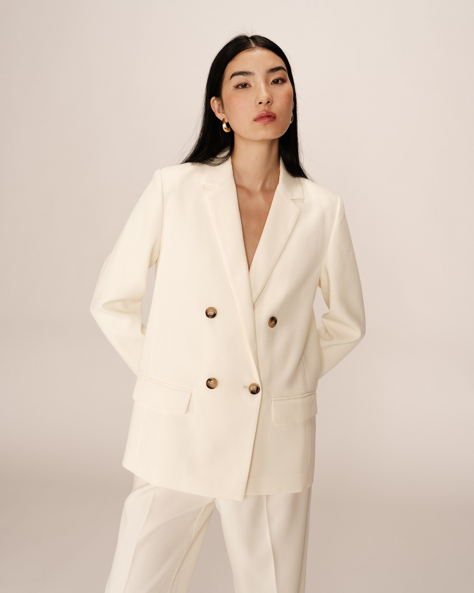 Blazer croise droit ecru Parfaite