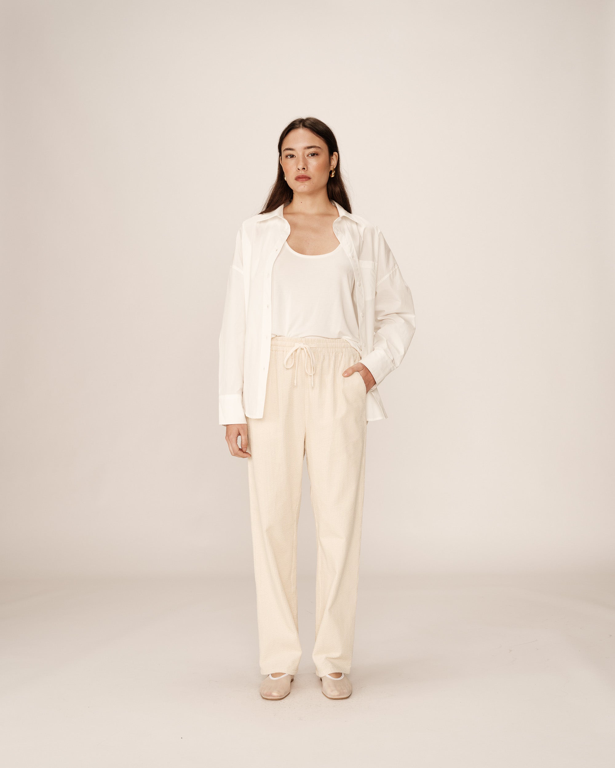 Pantalon en velours ecru Paul