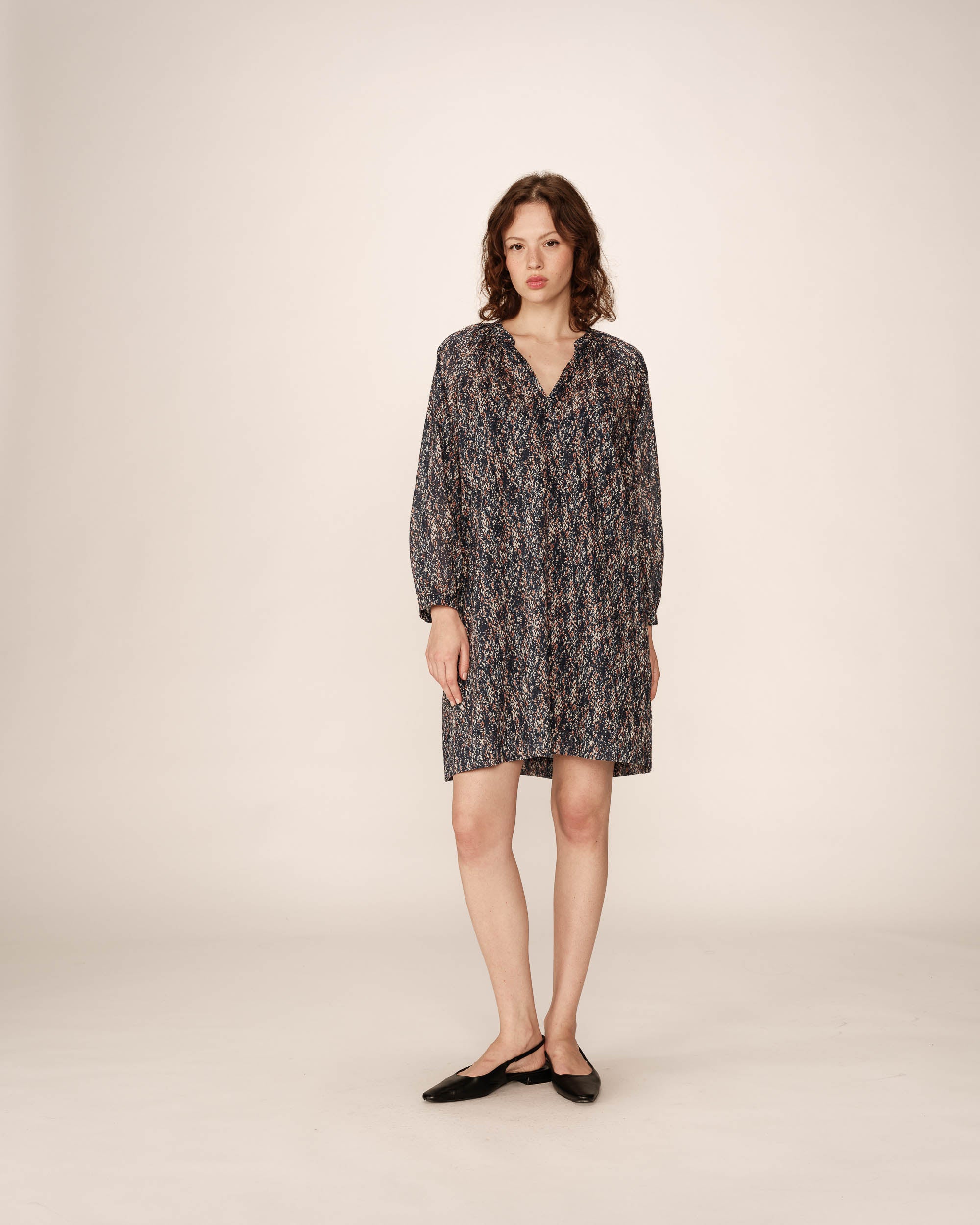 Robe courte imprimée marine Pazur