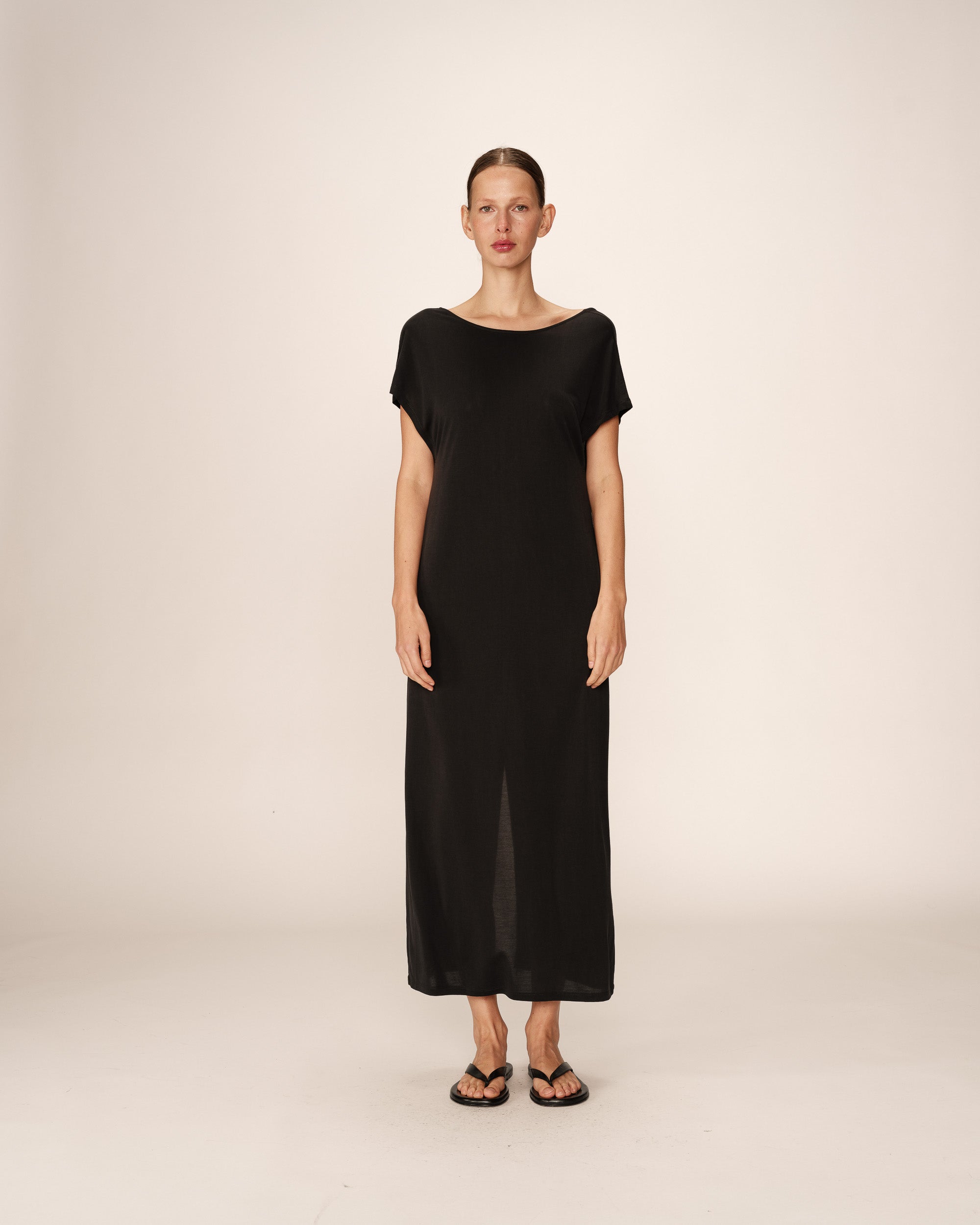 Robe mi-longue en modal anthracite Peace
