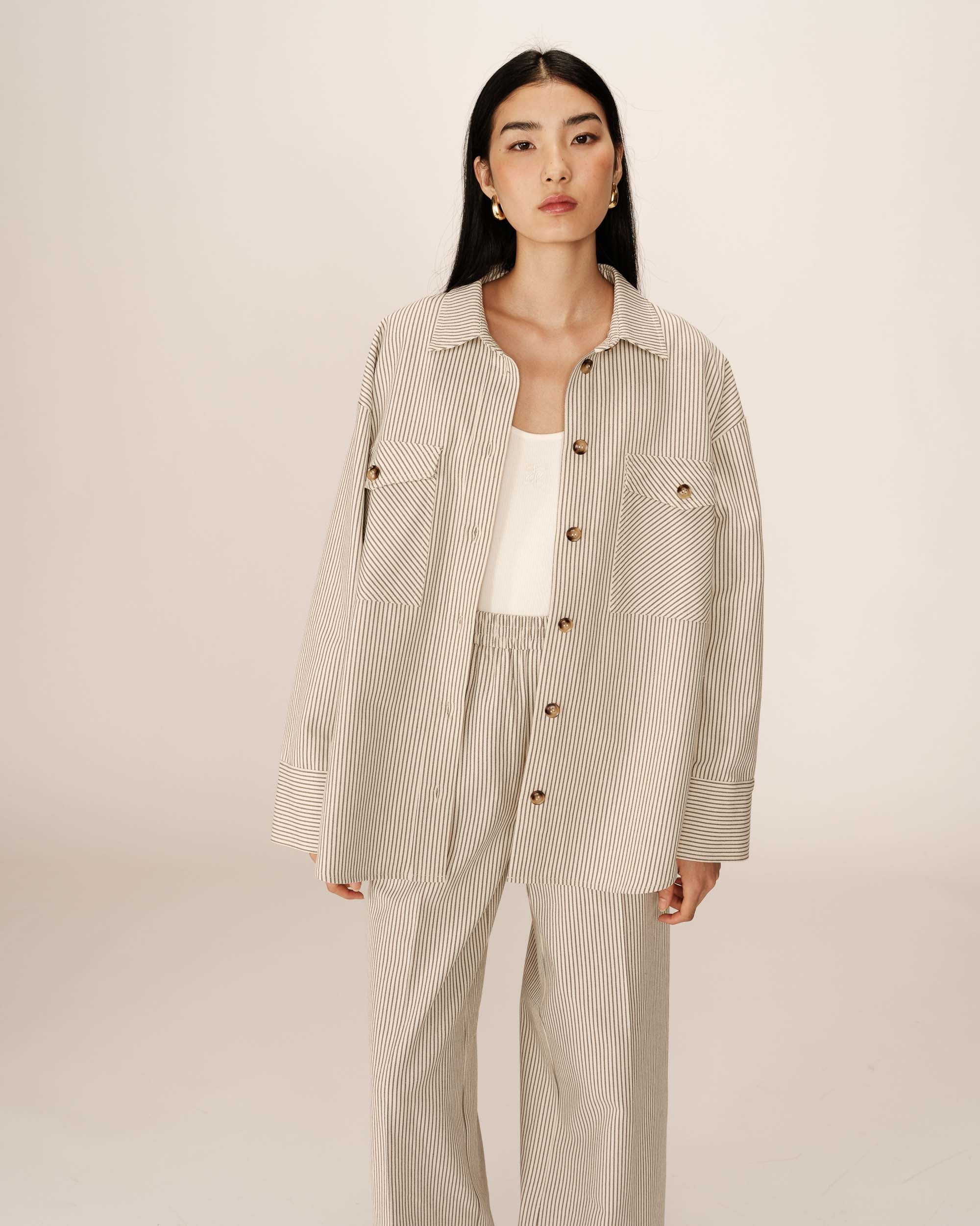 Surchemise rayee ecru Peggy