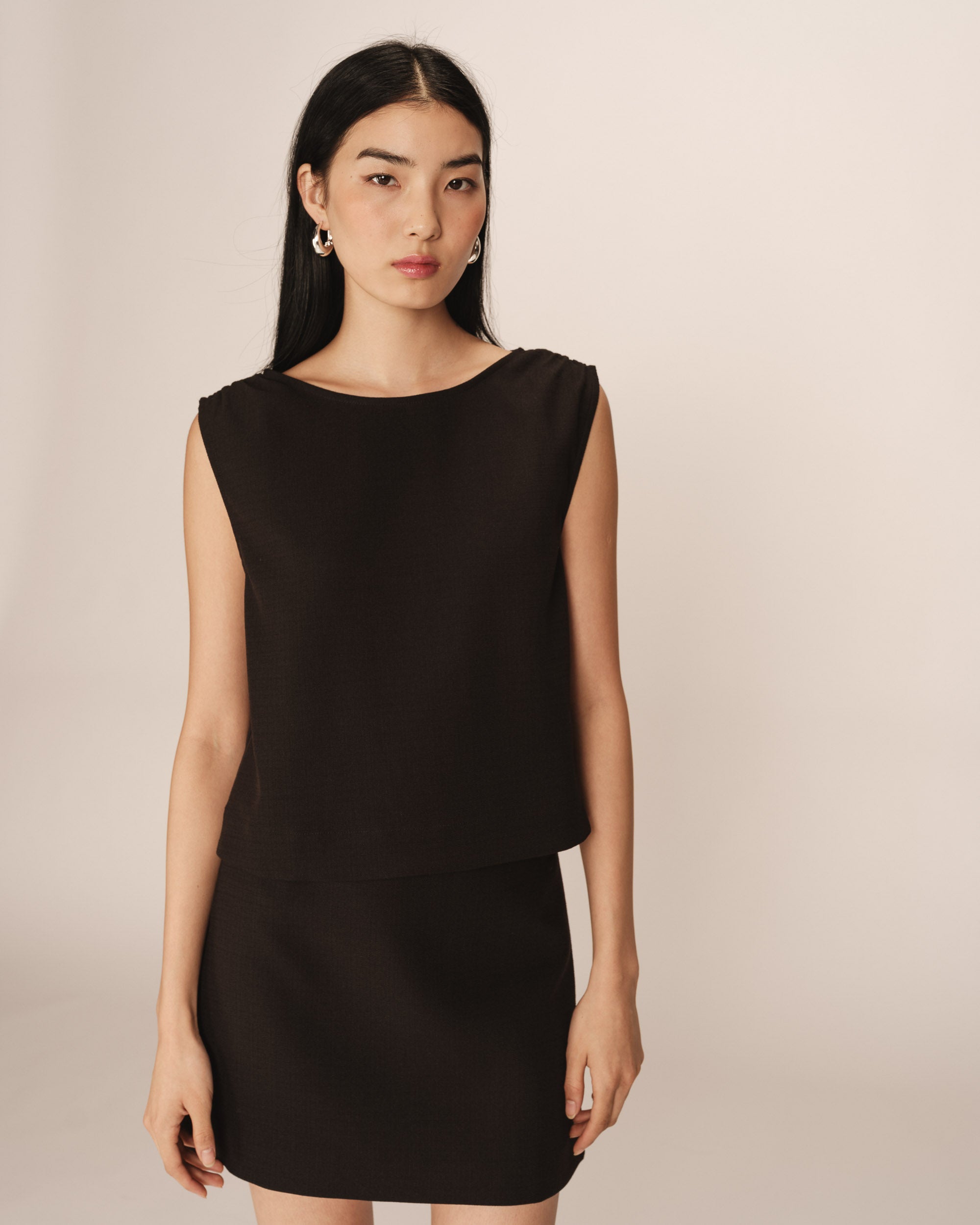 Jupe courte trapÃƒÂ¨ze noir Pekin