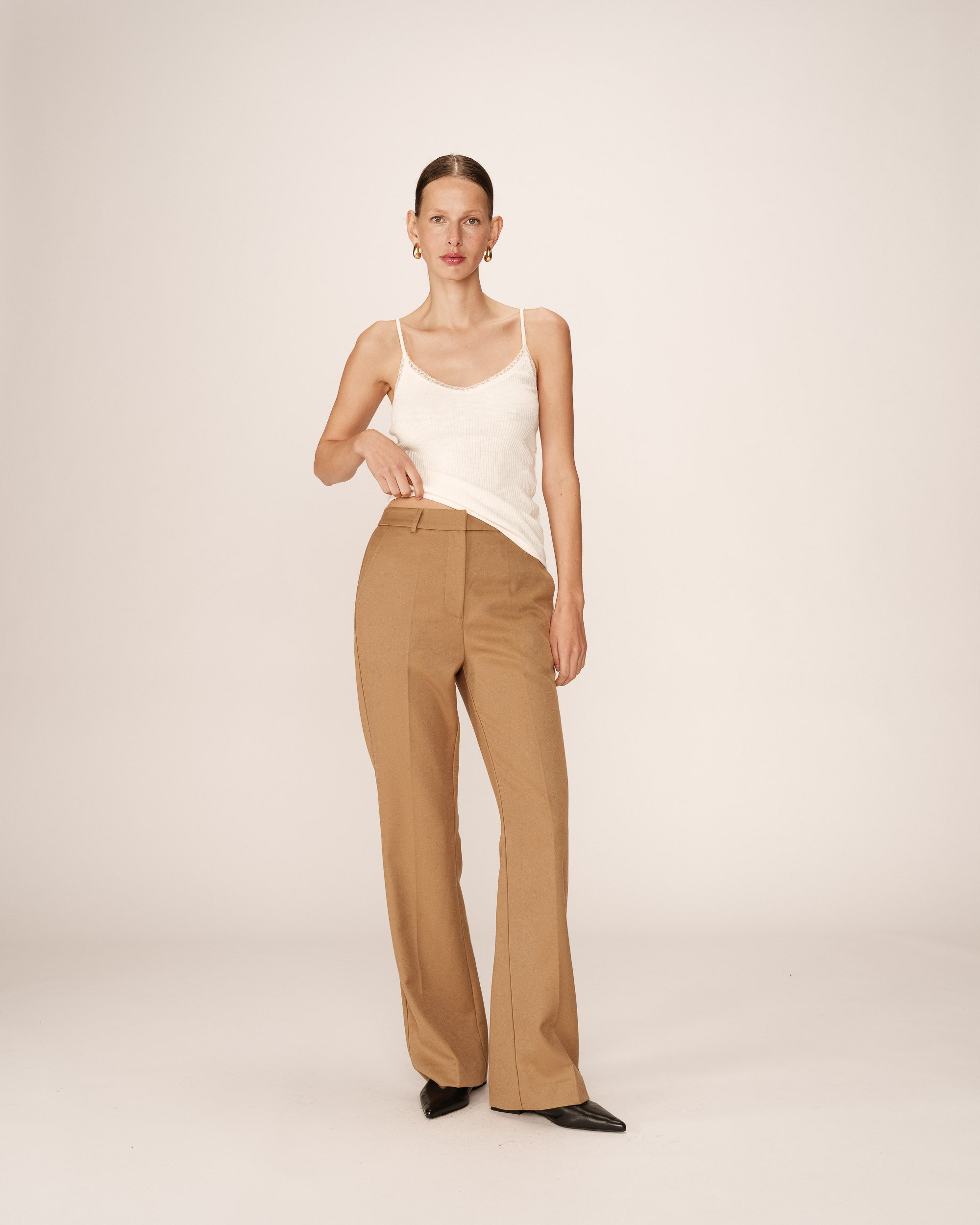 Pantalon tailleur evase taupe People