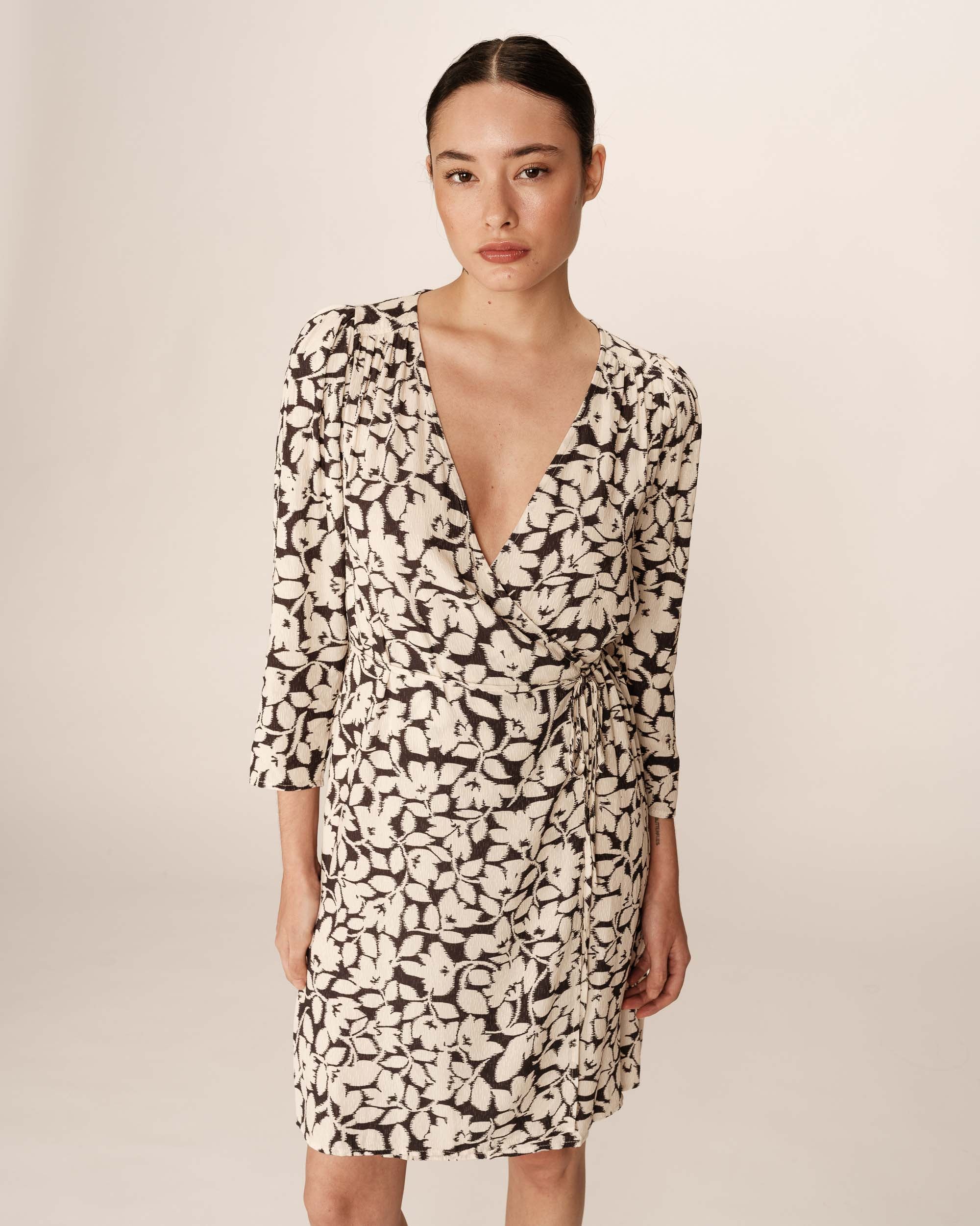 Robe portefeuille nouée noir Percy