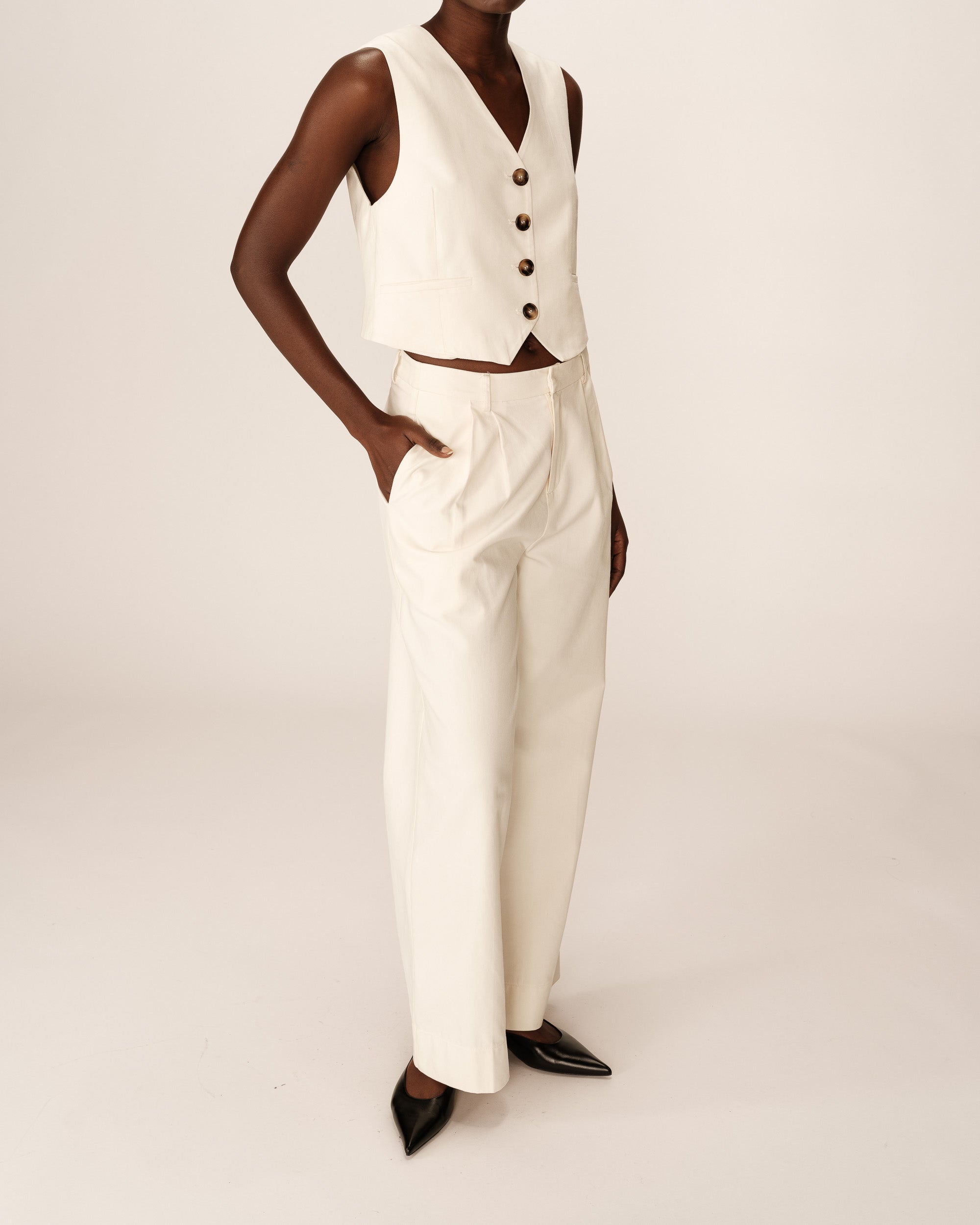 Pantalon de tailleur ecru Peter