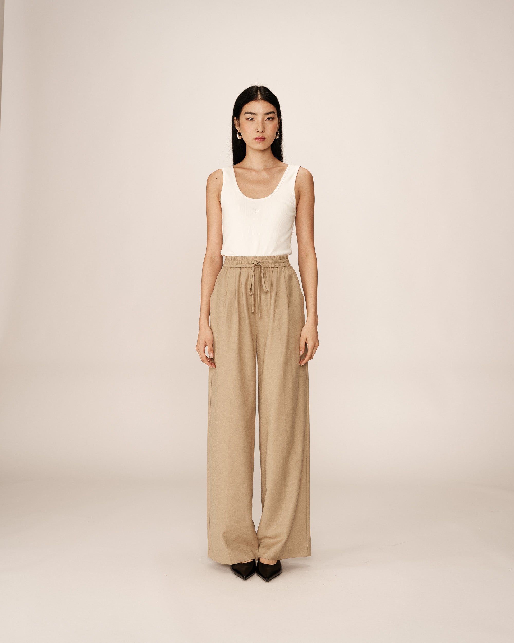 Pantalon tailleur elastique beige Petro