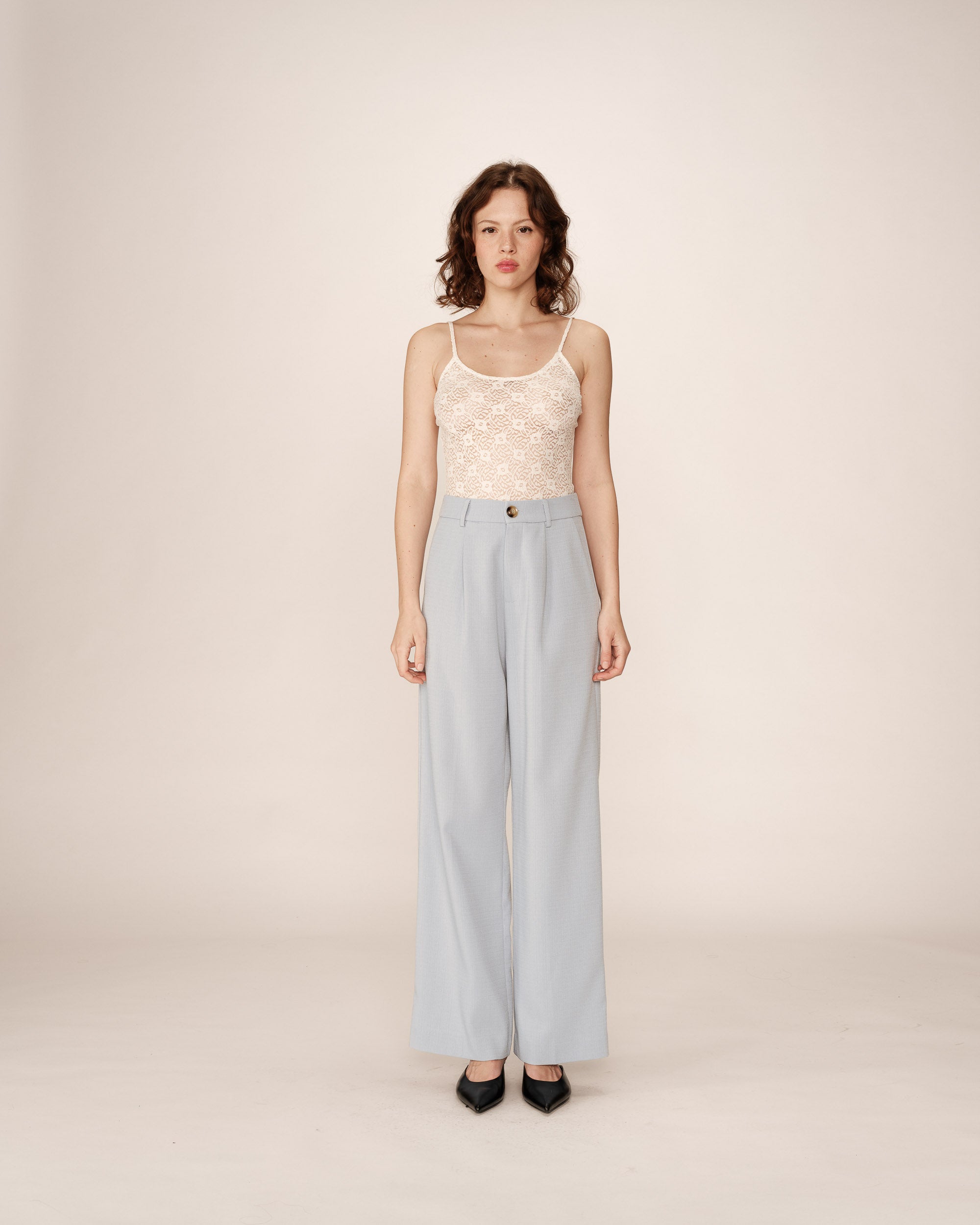 Pantalon droit a plis bleu Pierre