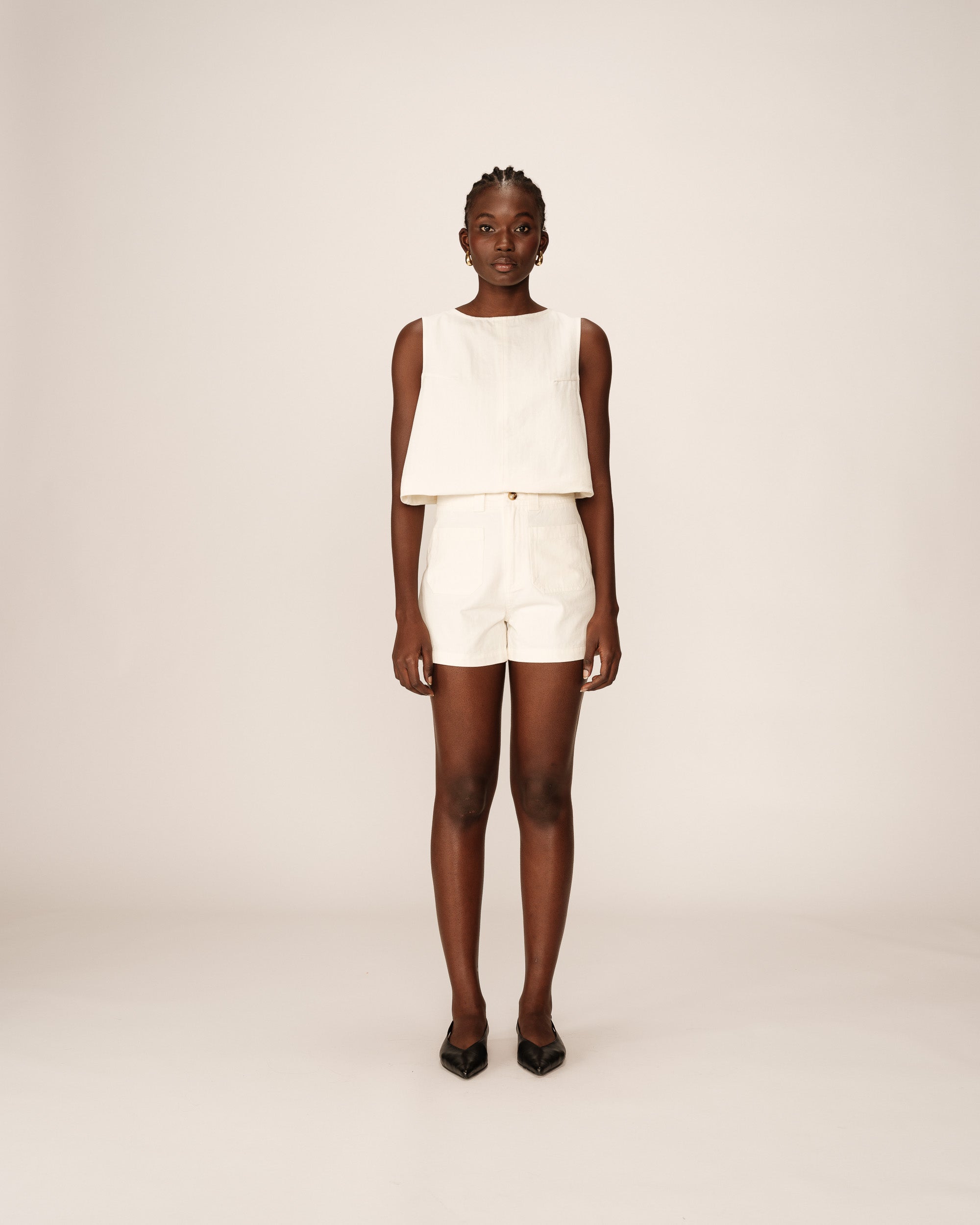 Short en coton ecru Pino