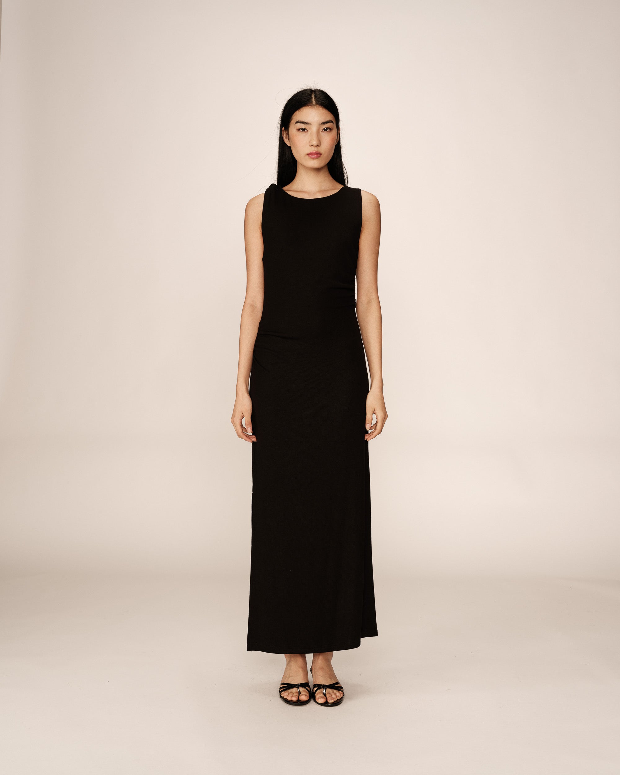 Robe longue moulante noir Pistache