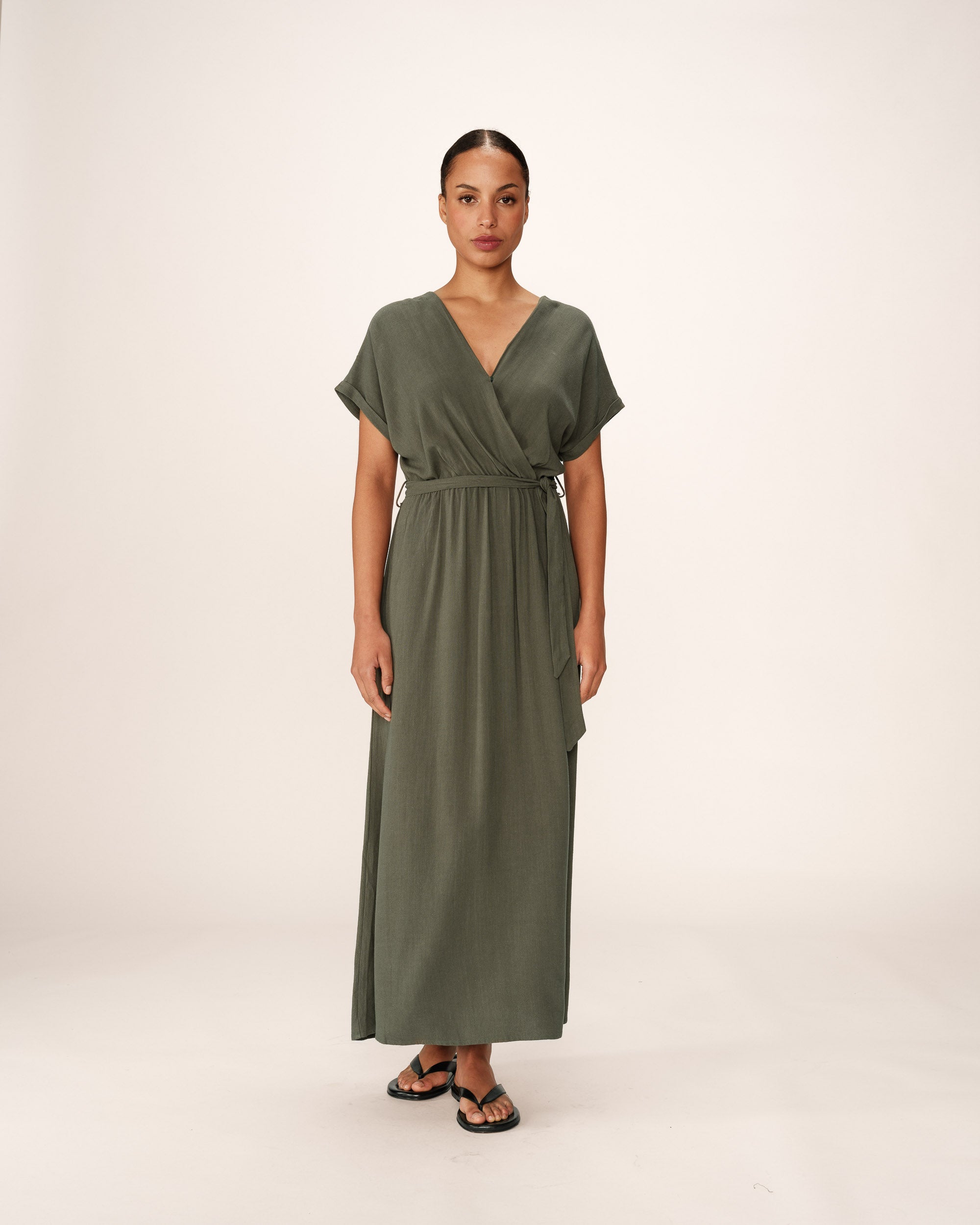 Robe longue fluide vert Pollen
