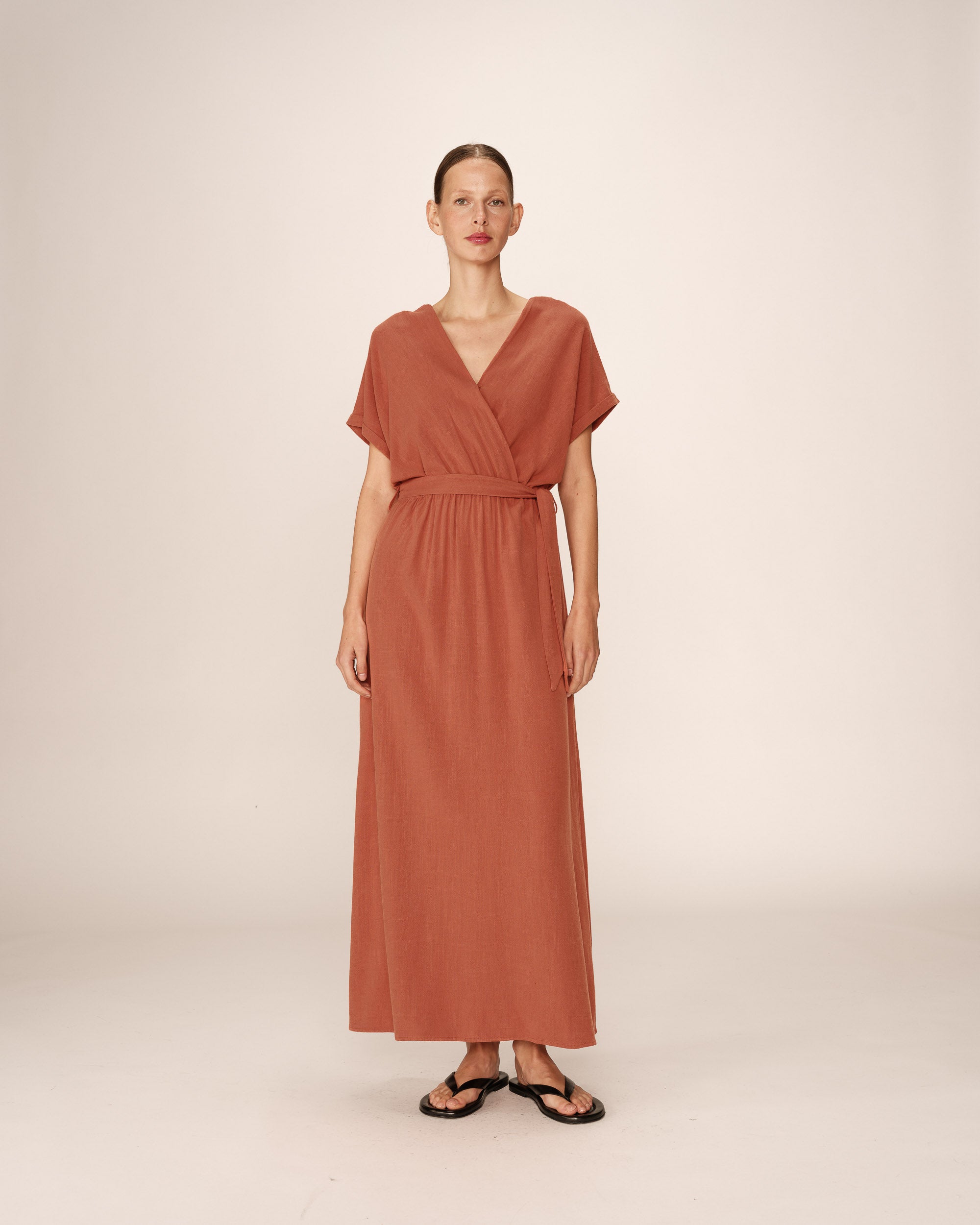 Robe longue fluide terracotta Pollen