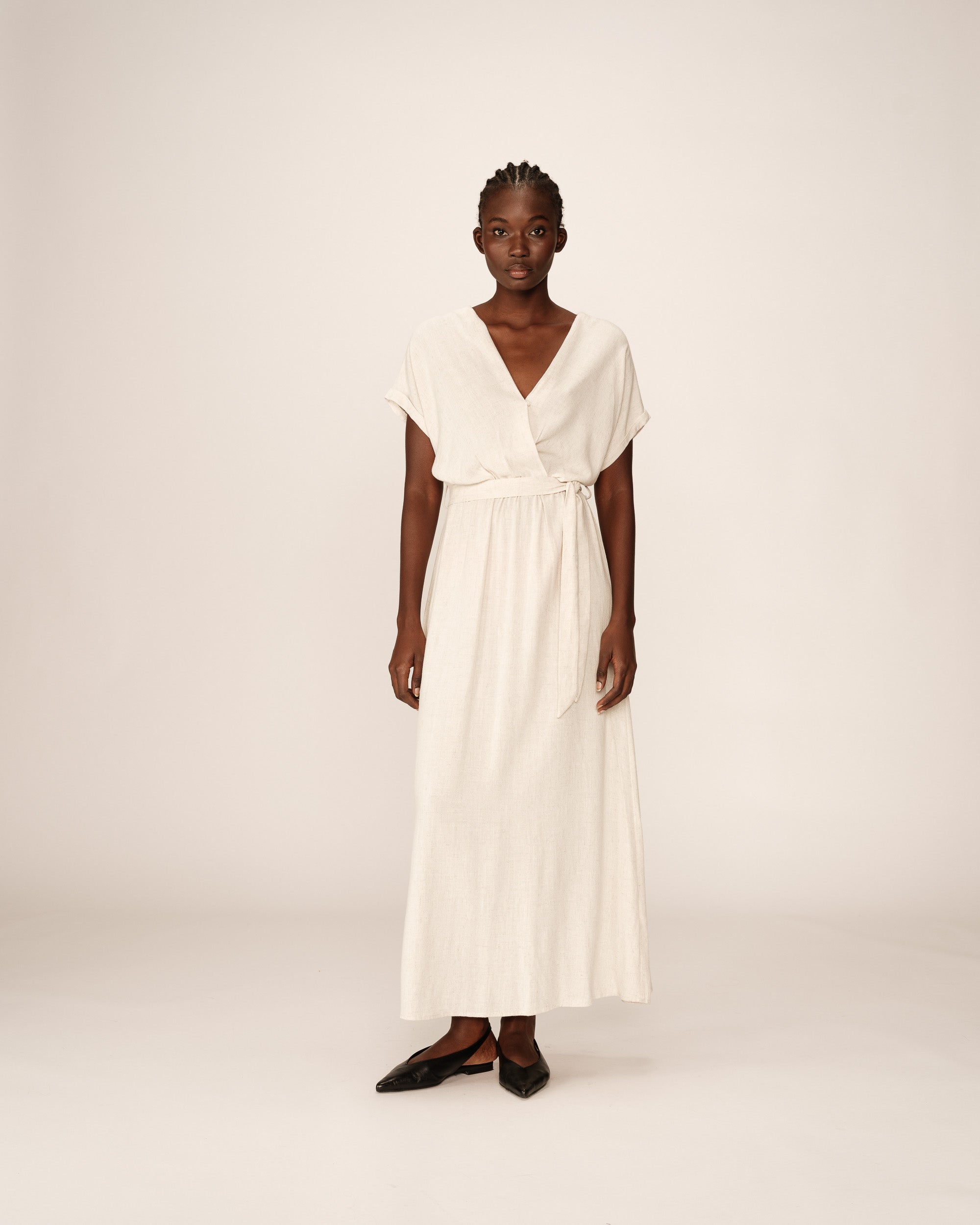 Robe longue fluide beige Pollen