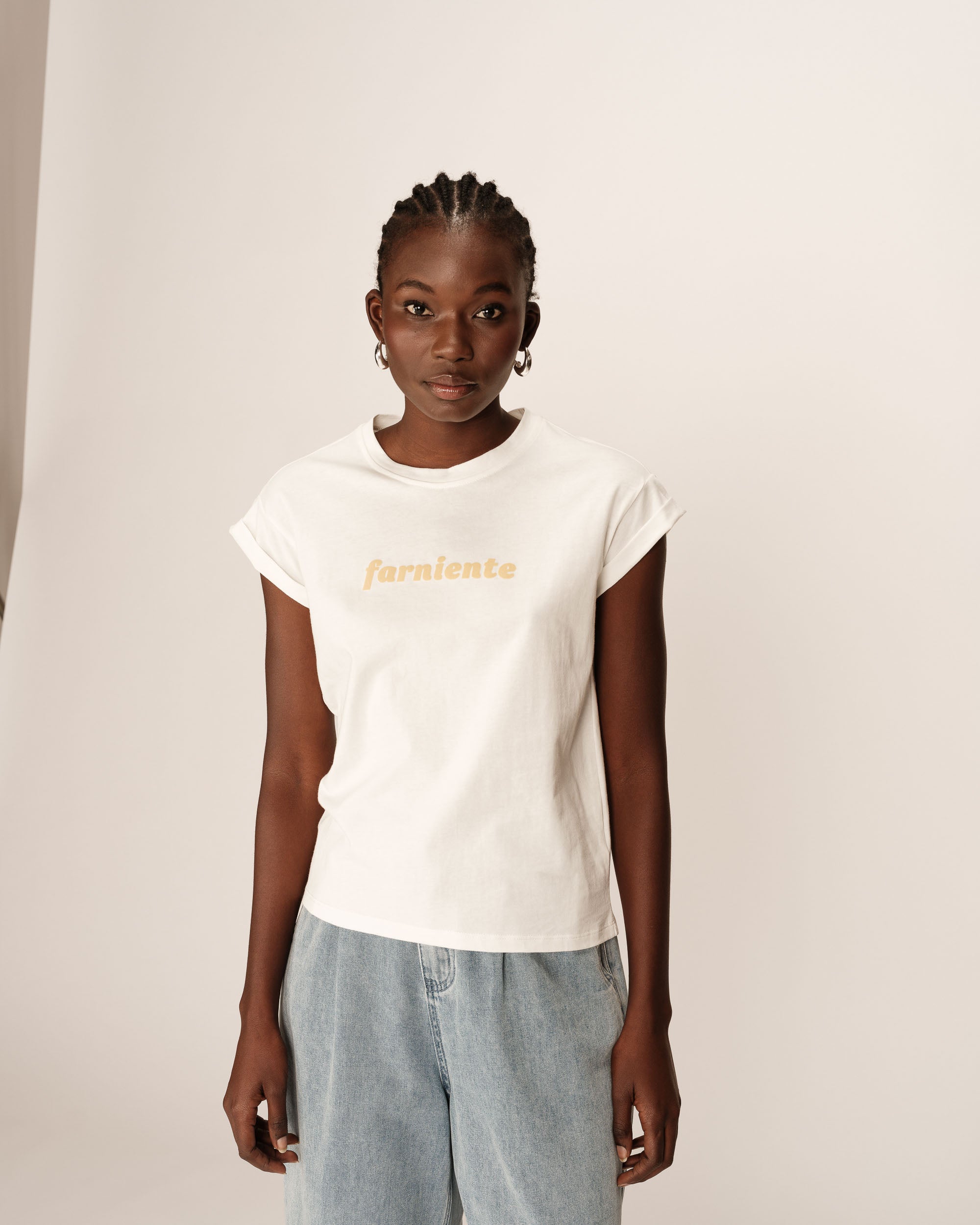 T-shirt a message jaune Pomelo