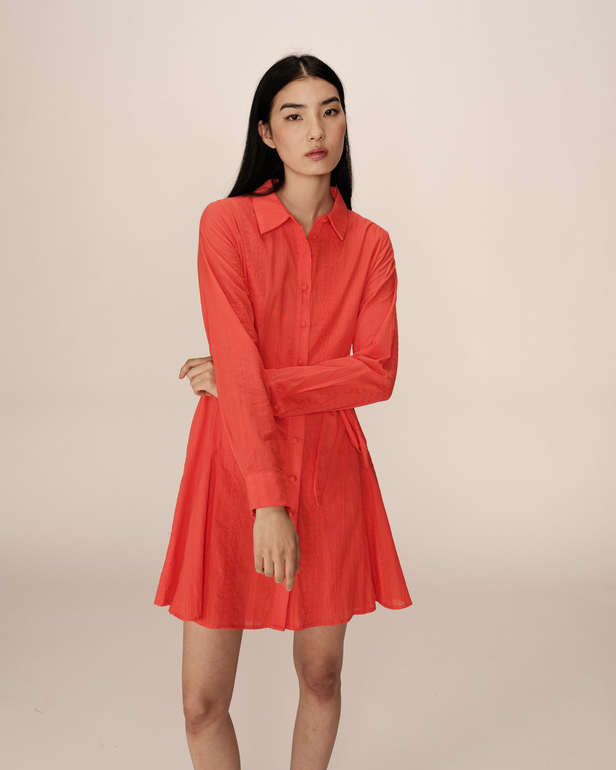 Robe chemise courte rouge Praline