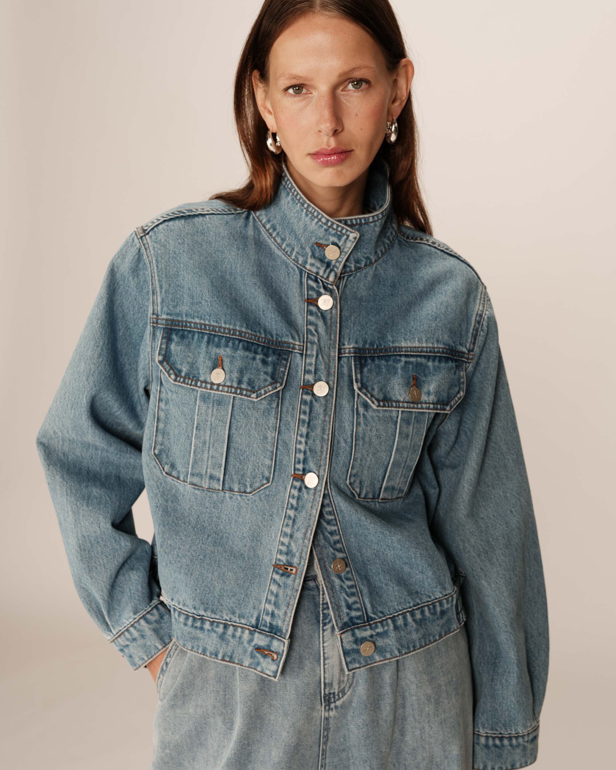 Veste denim oversize light blue Primrose