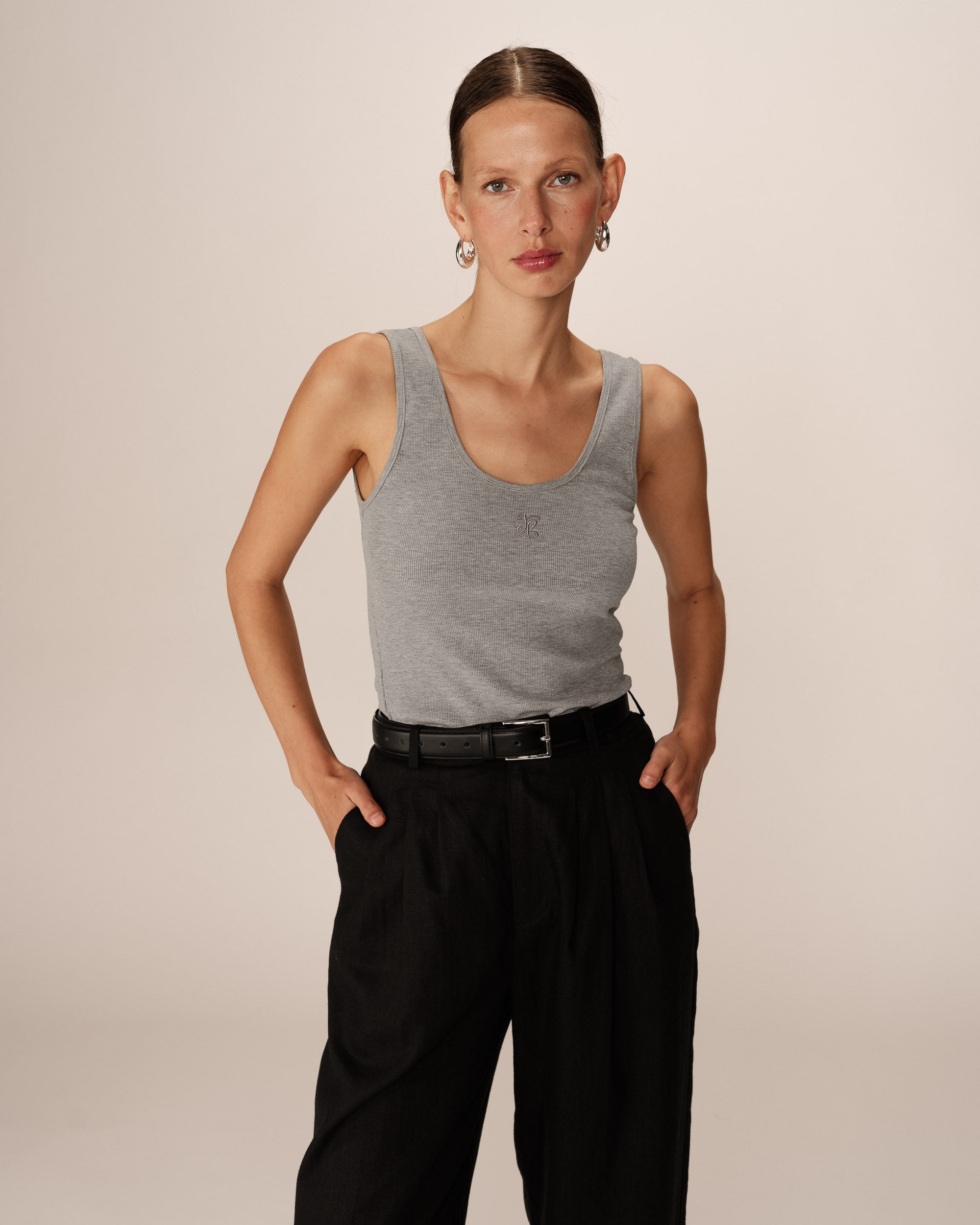 Debardeur avec g&amp;m brode gris Prince