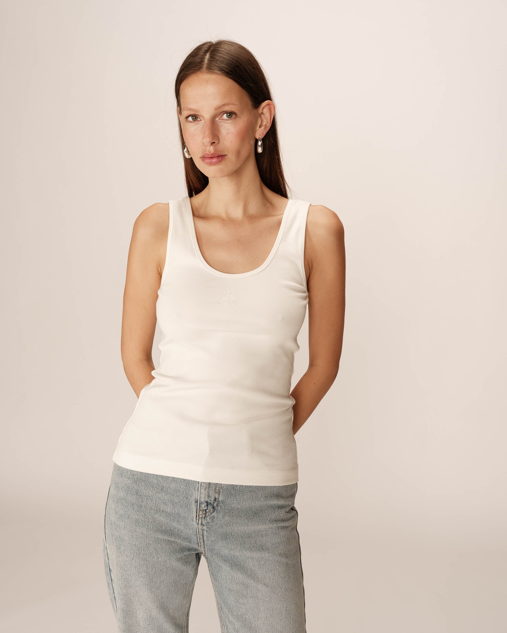 Debardeur avec g&amp;m brode ecru Prince