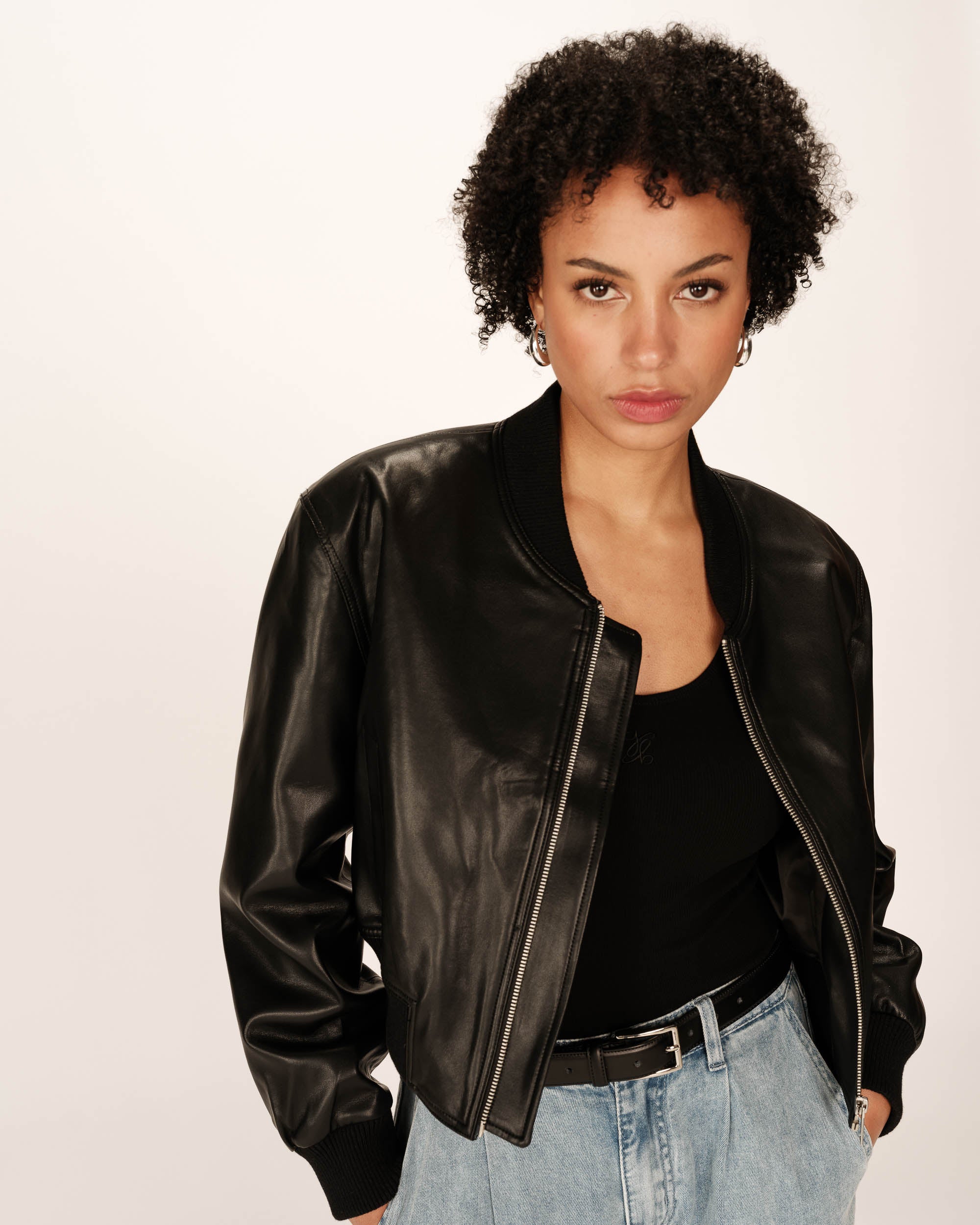 Bomber en simili cuir noir Prodige