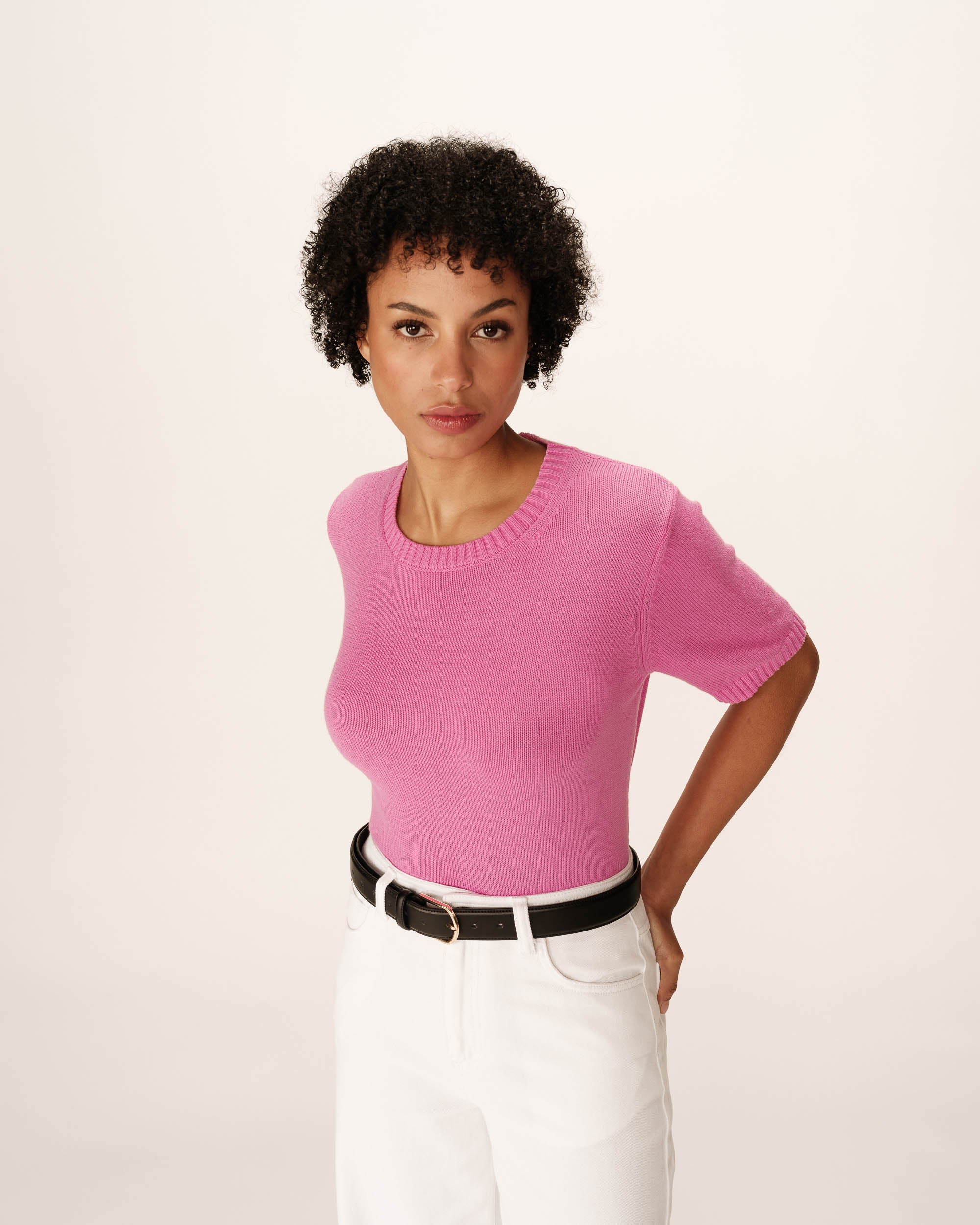 Pull en maille droit rose Palermo