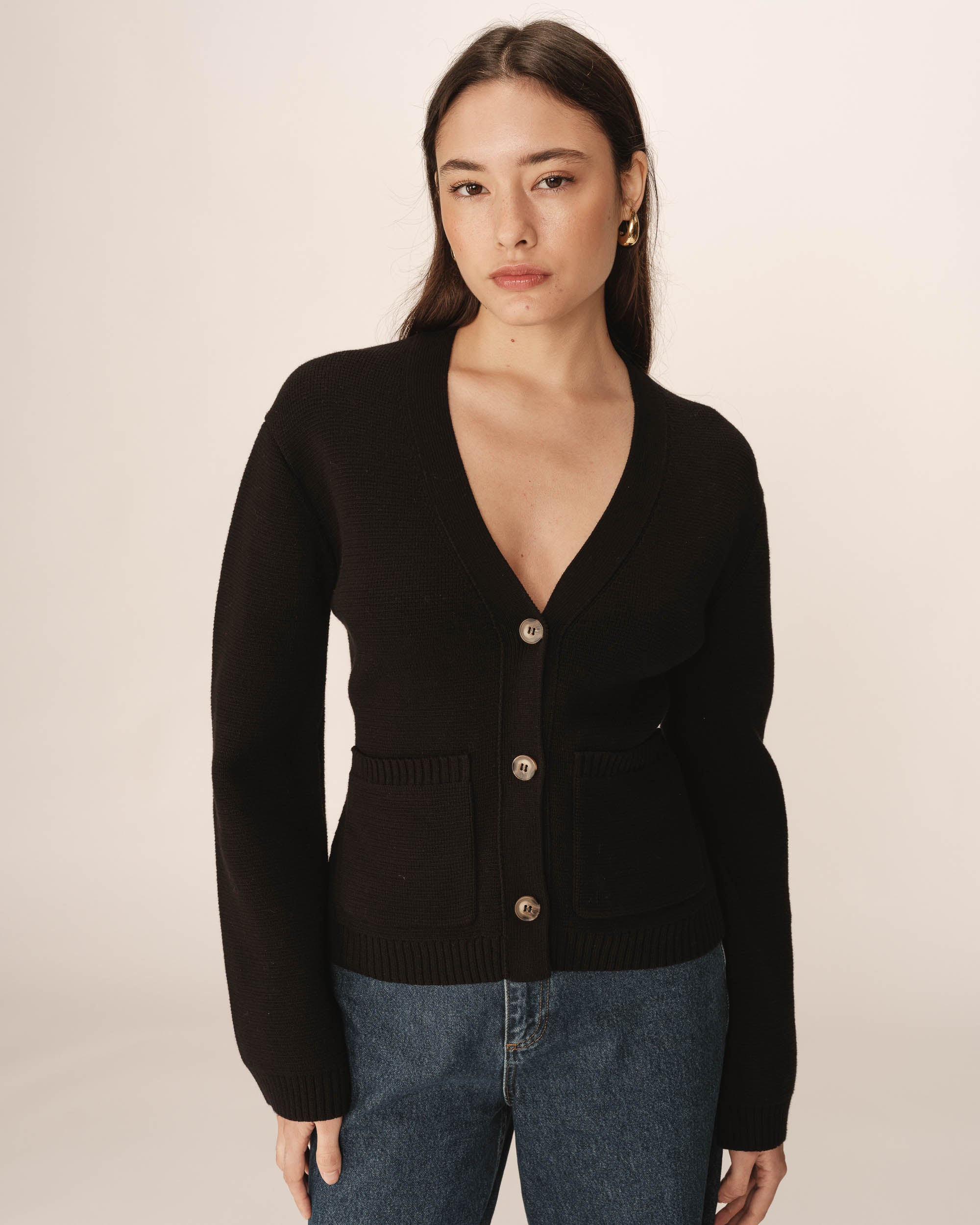 Cardigan en maille noir Paolino