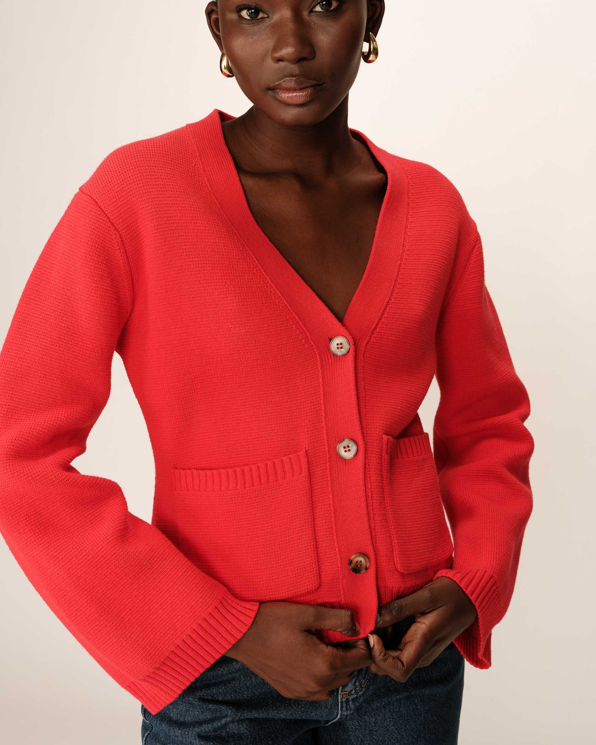 Cardigan en maille rouge Paolino