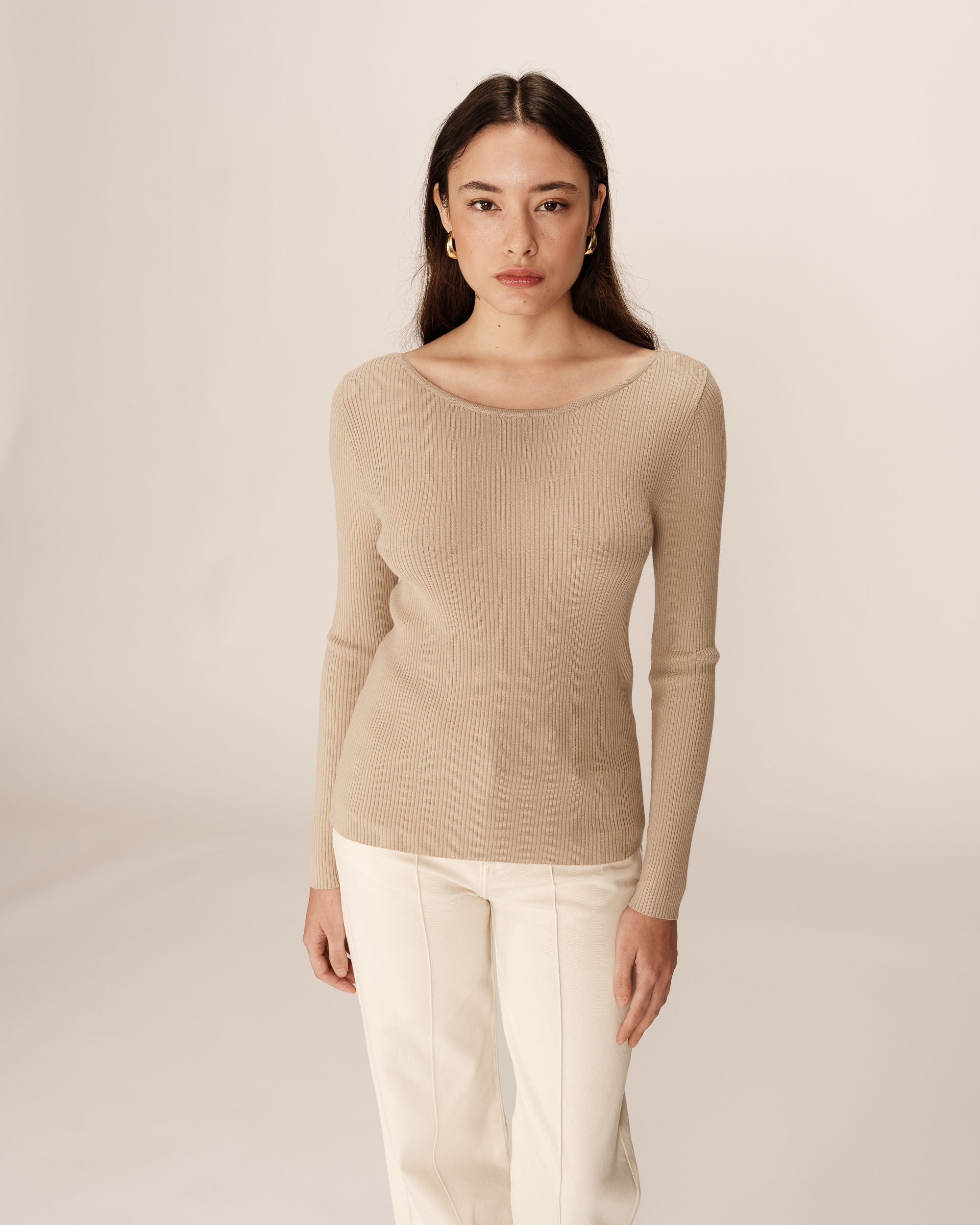 Pull en fine maille beige Pacome