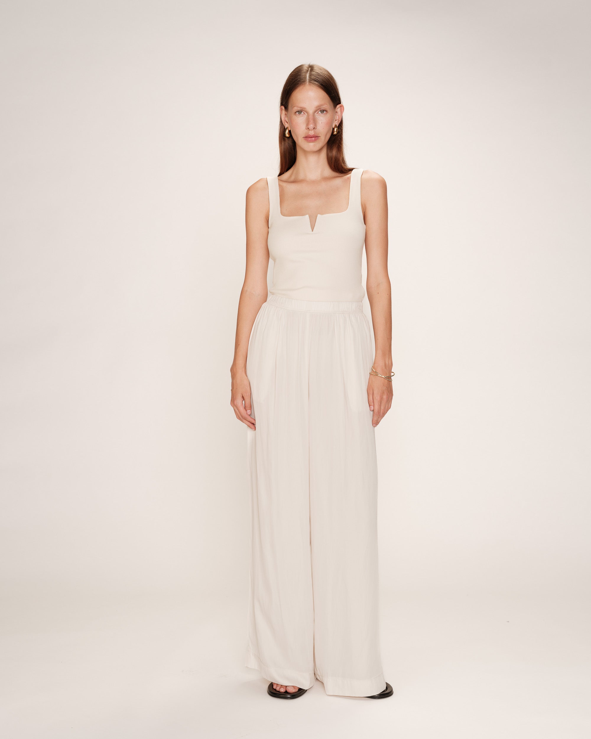 Pantalon large fluide ecru Rain