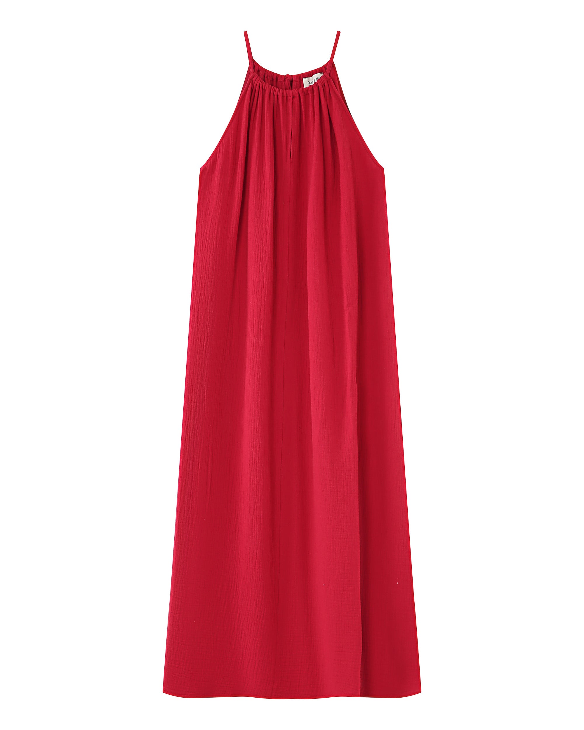 Robe longue en coton cerise Rubis