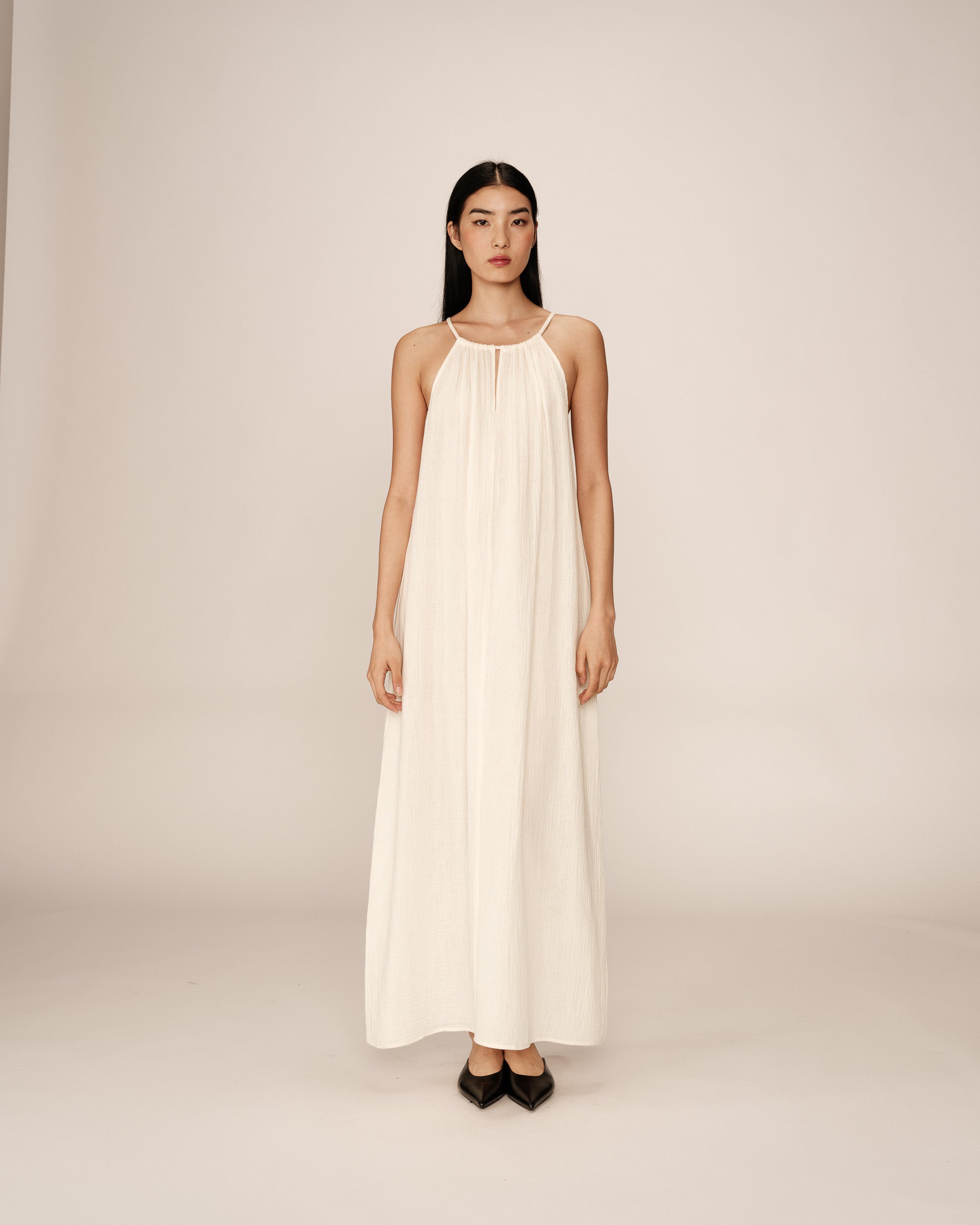 Robe longue en coton ecru Rubis