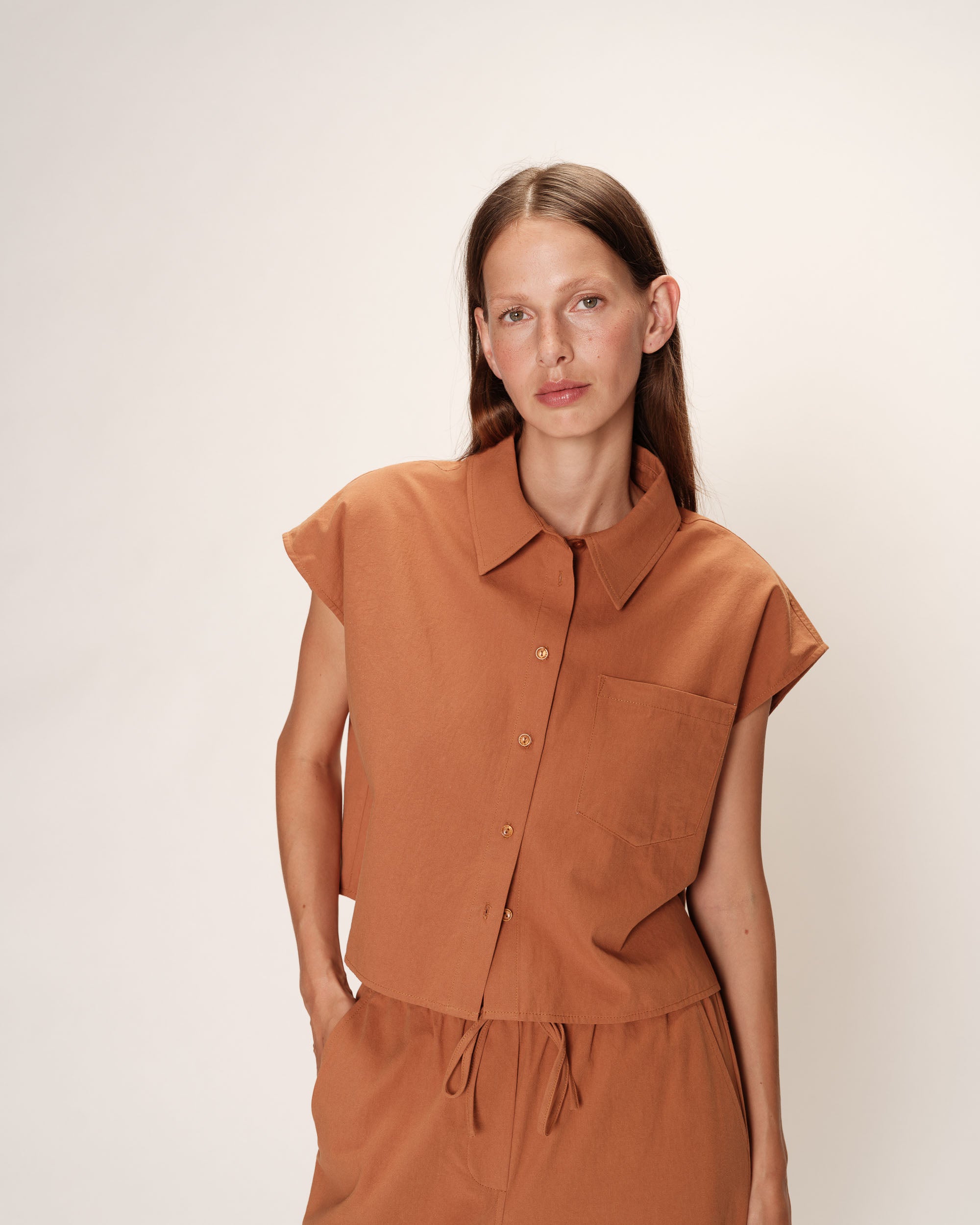 Chemise courte en coton terre Rise