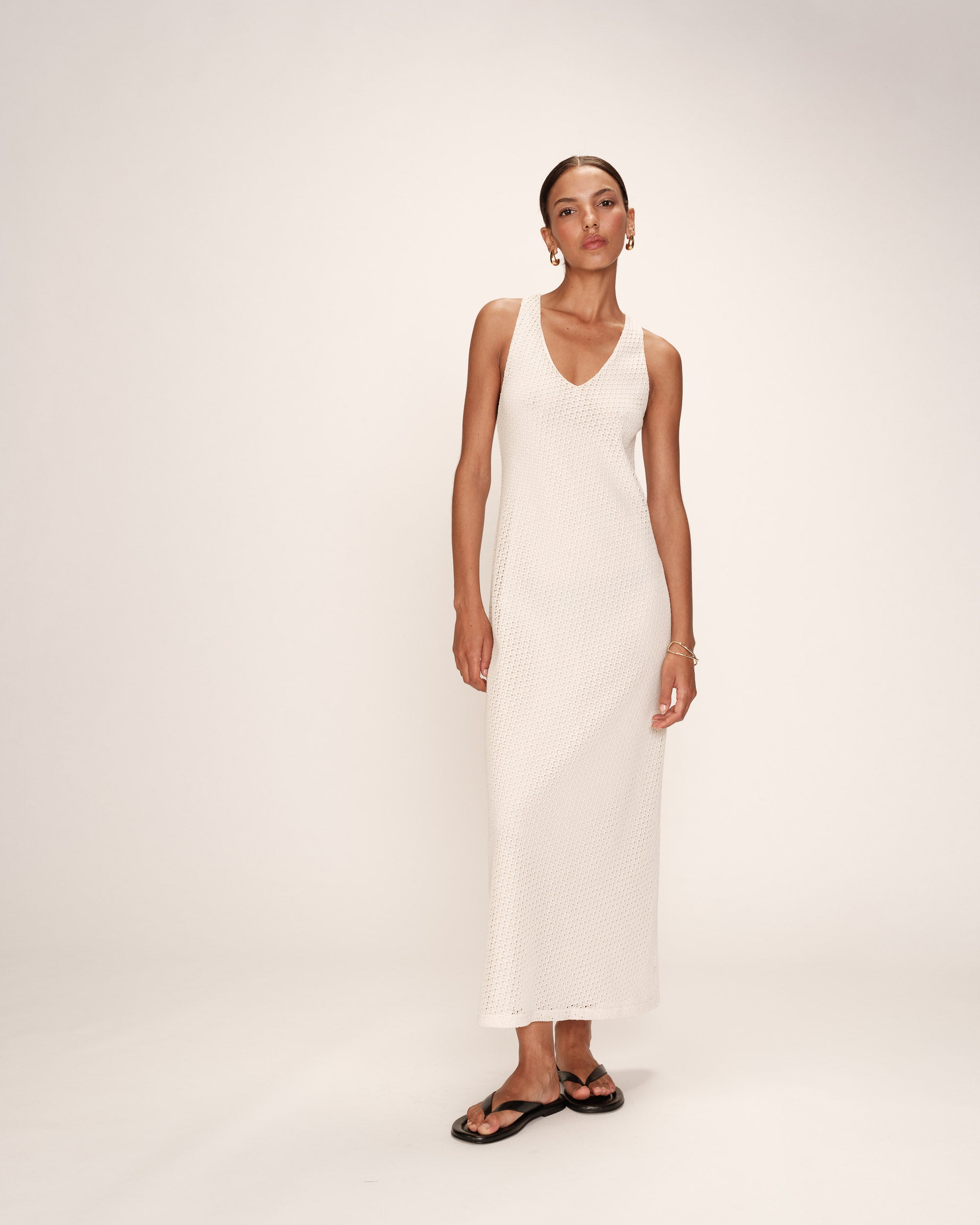 Robe longue en dentelle ecru Reveuse