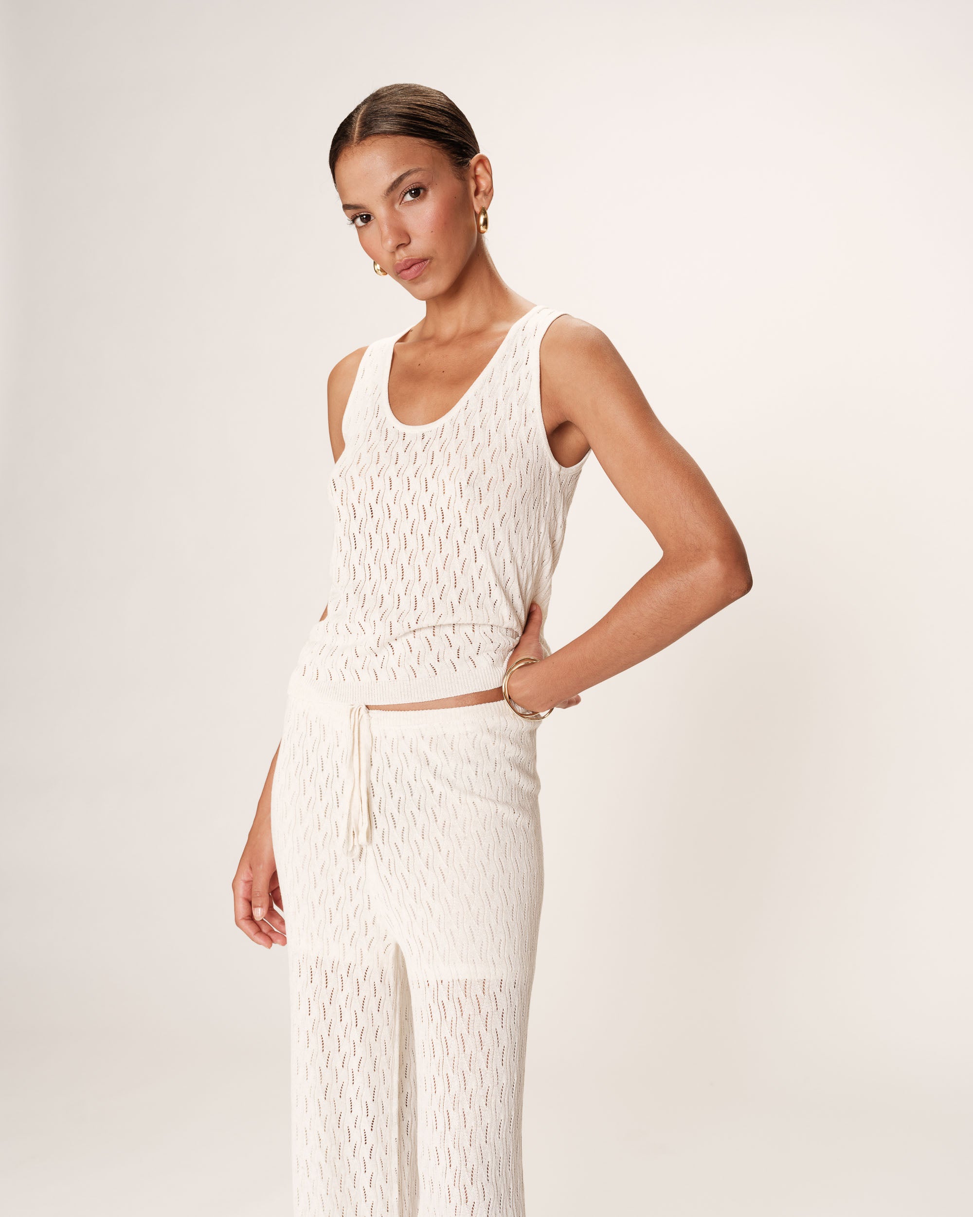 Top maille ajoure ecru Rarely