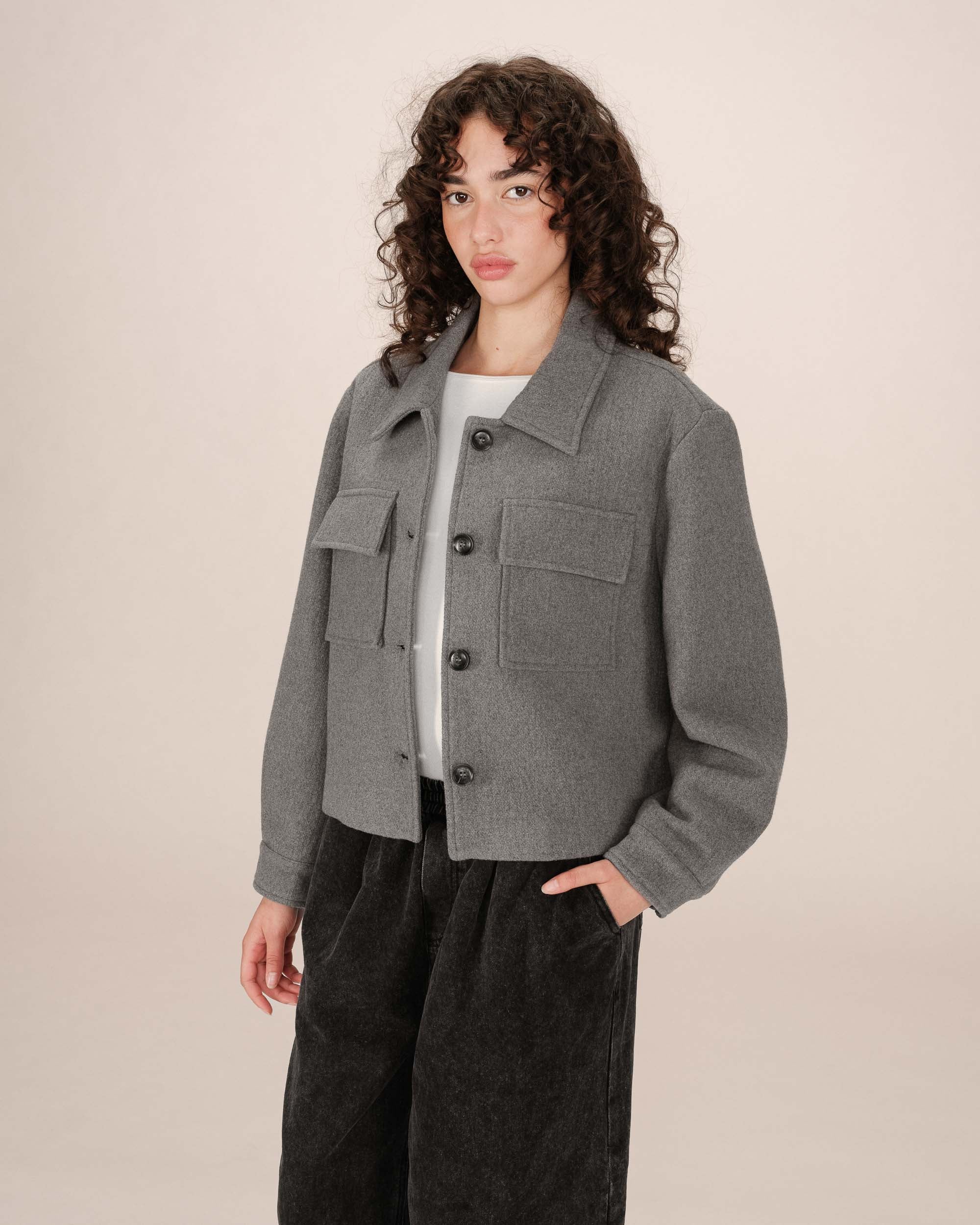 Veste boxy en laine gris Novembre