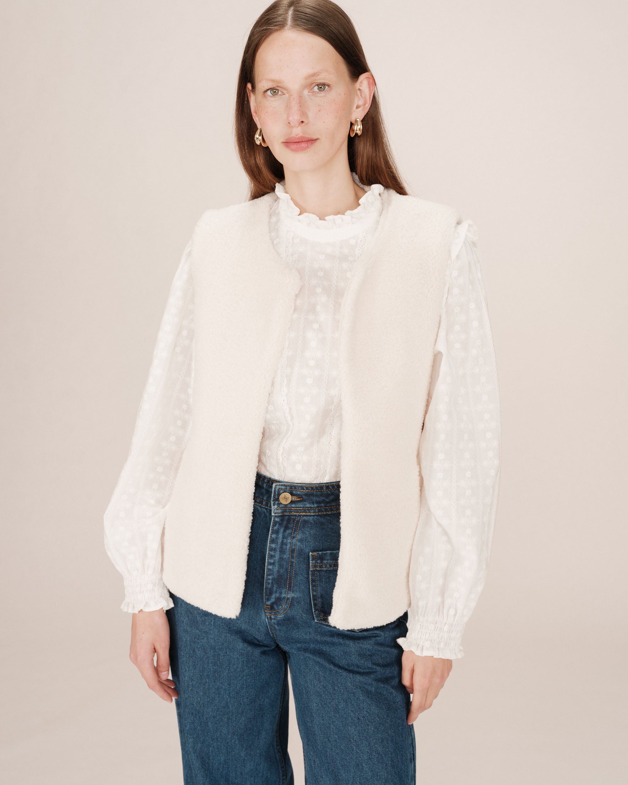 Veste en faux shearling ecru Sinatra