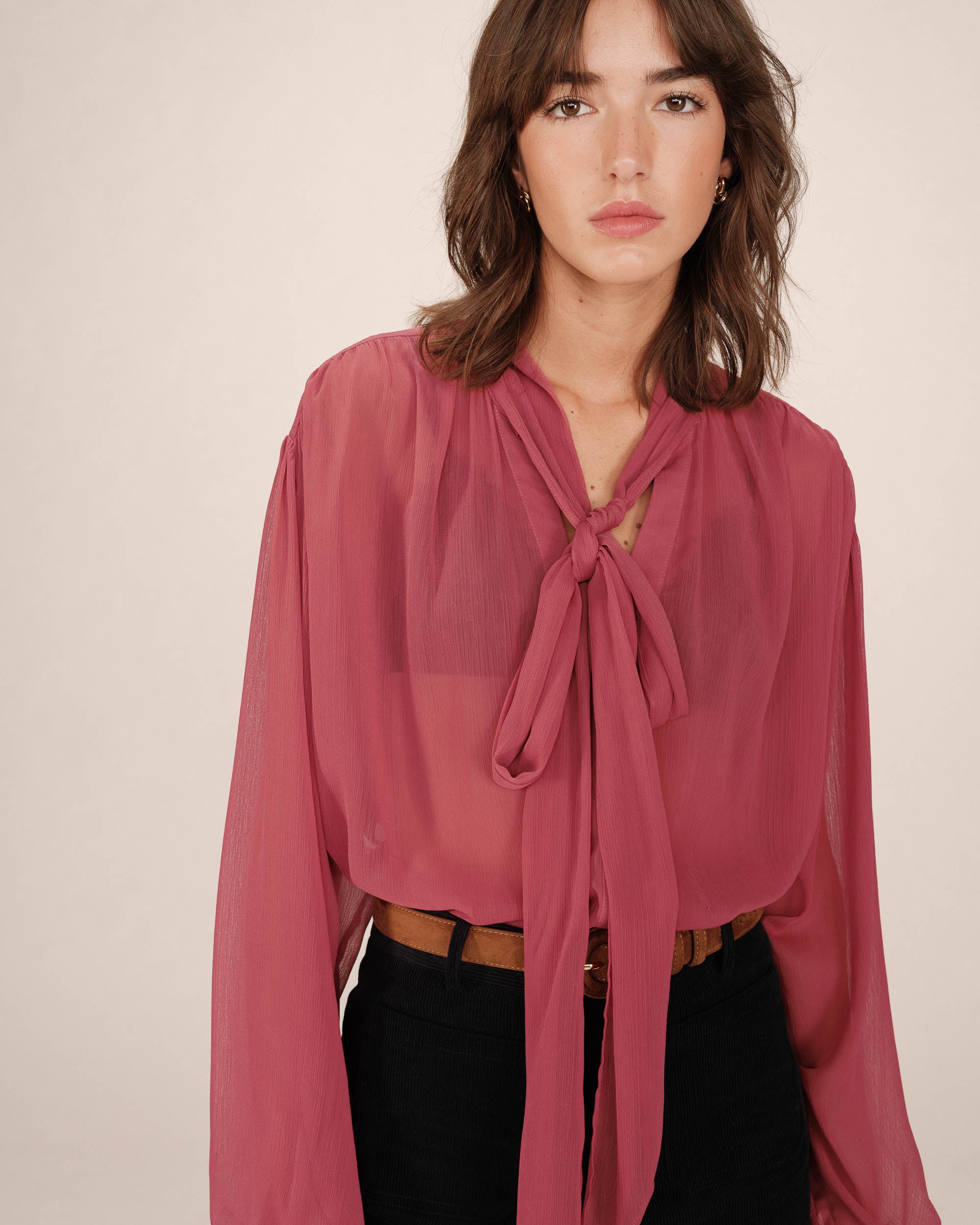 Blouse col lavallière blush Splendide