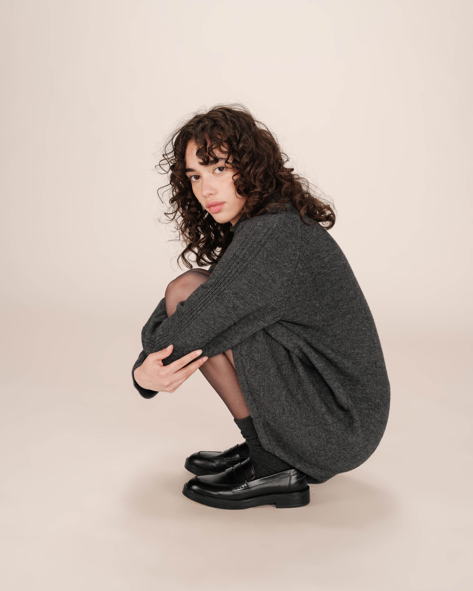 Robe pull courte anthracite Sandrine