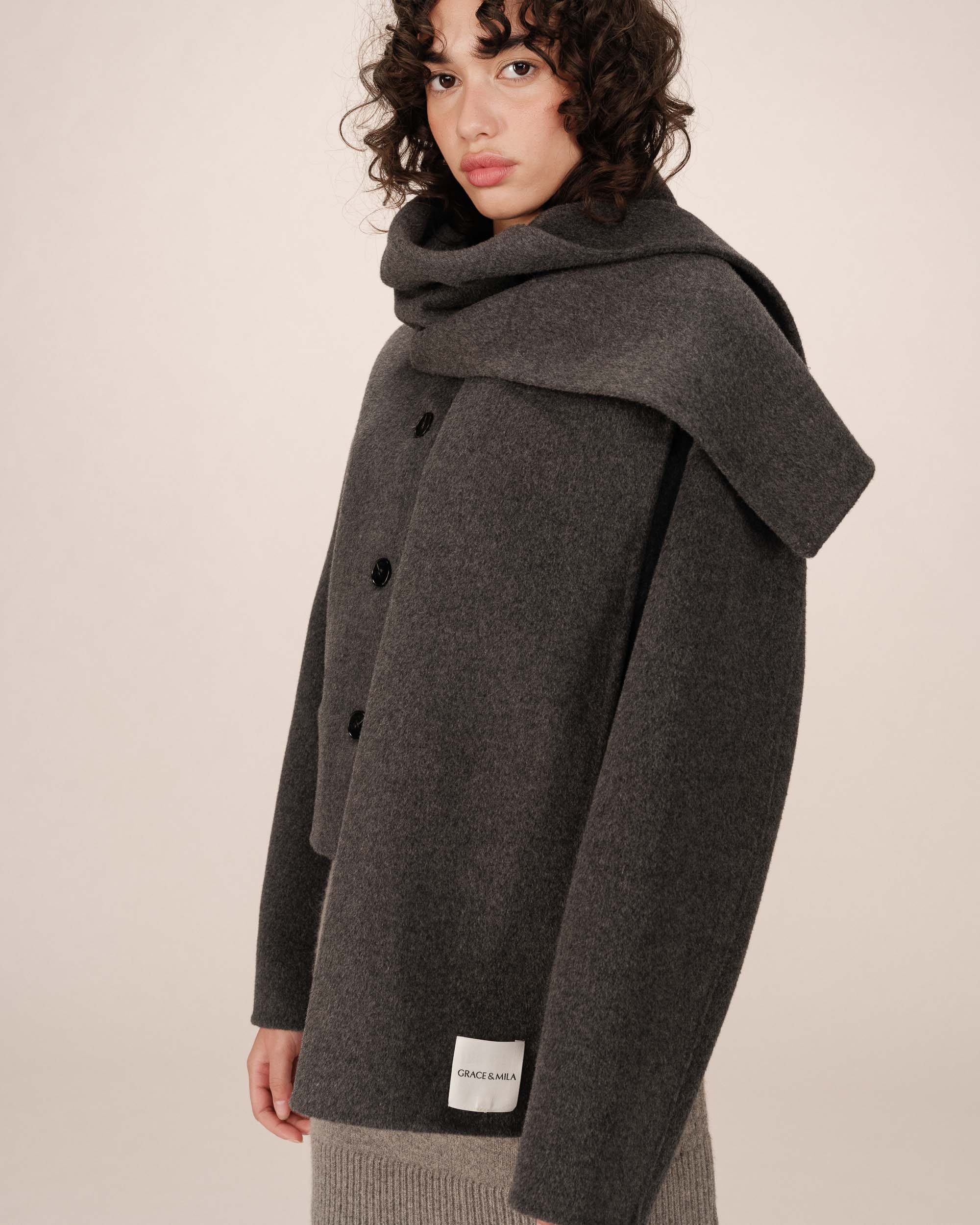 Echarpe en laine anthracite Siley