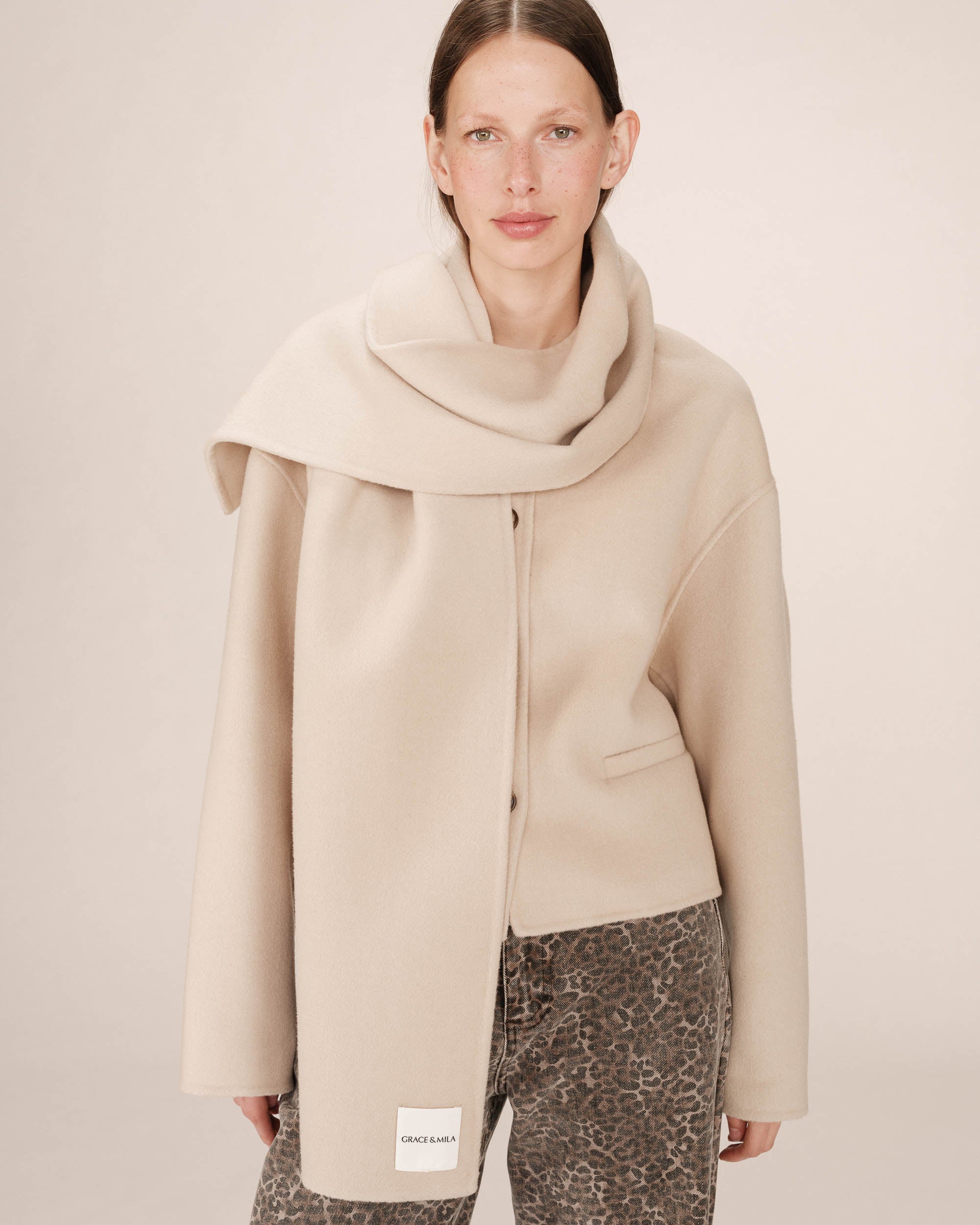 Echarpe en laine greige Siley