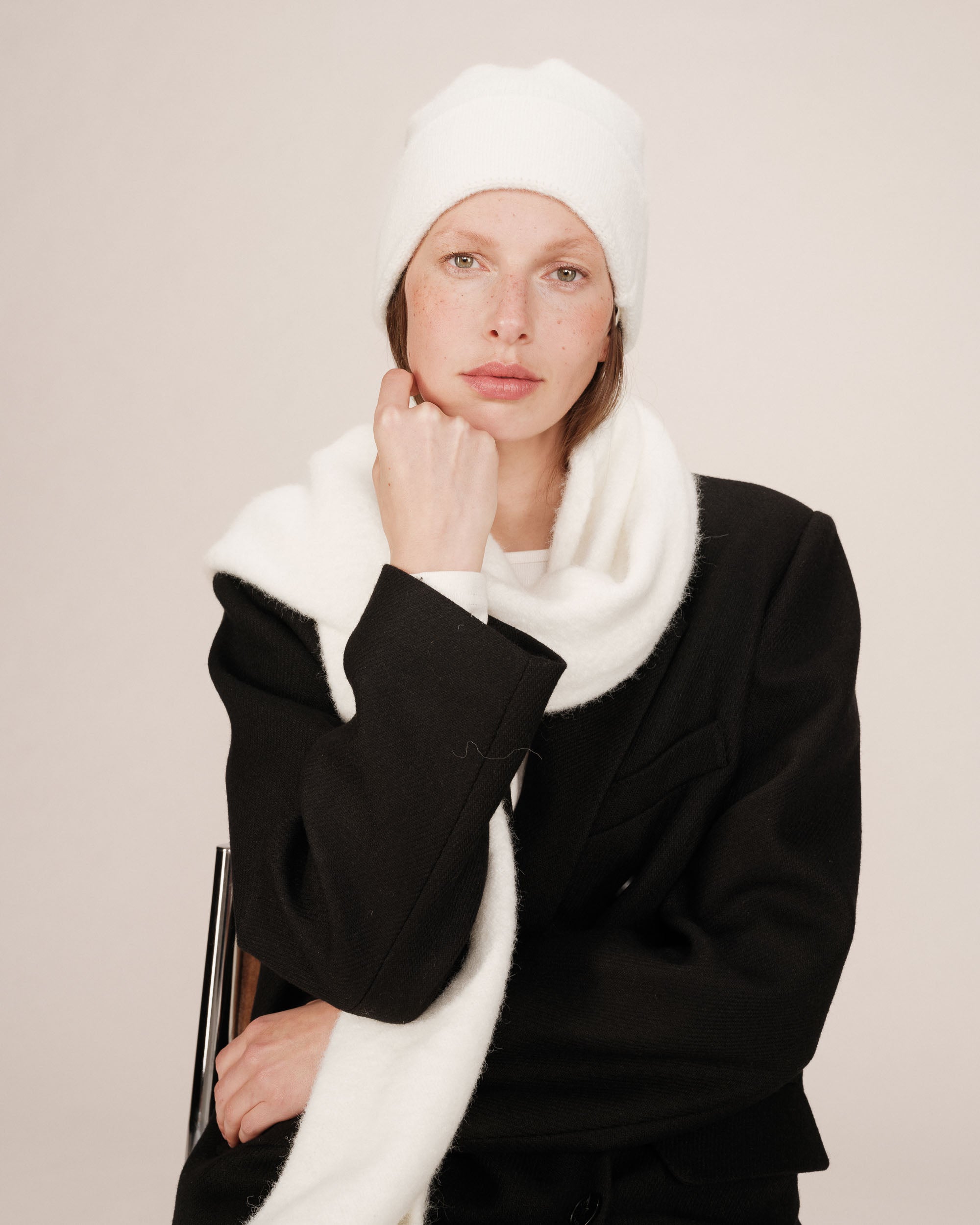 Bonnet en maille ivoire Sanfrancisco