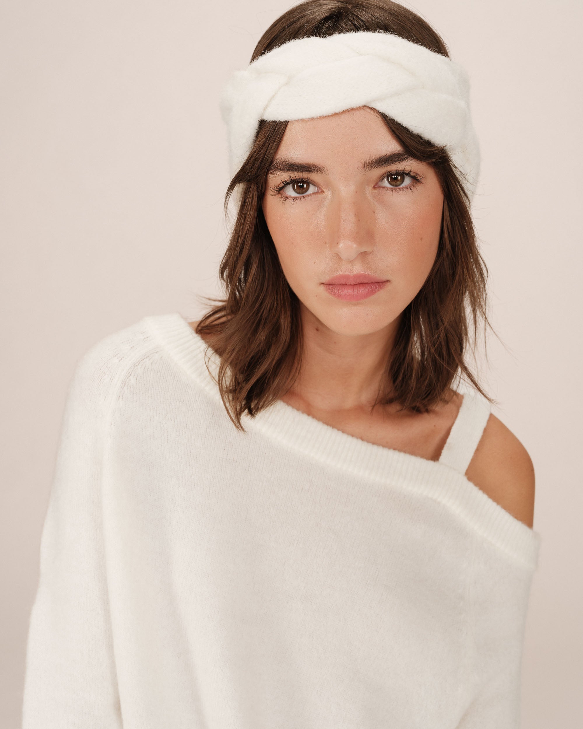 Bandeau en maille ivoire Sana