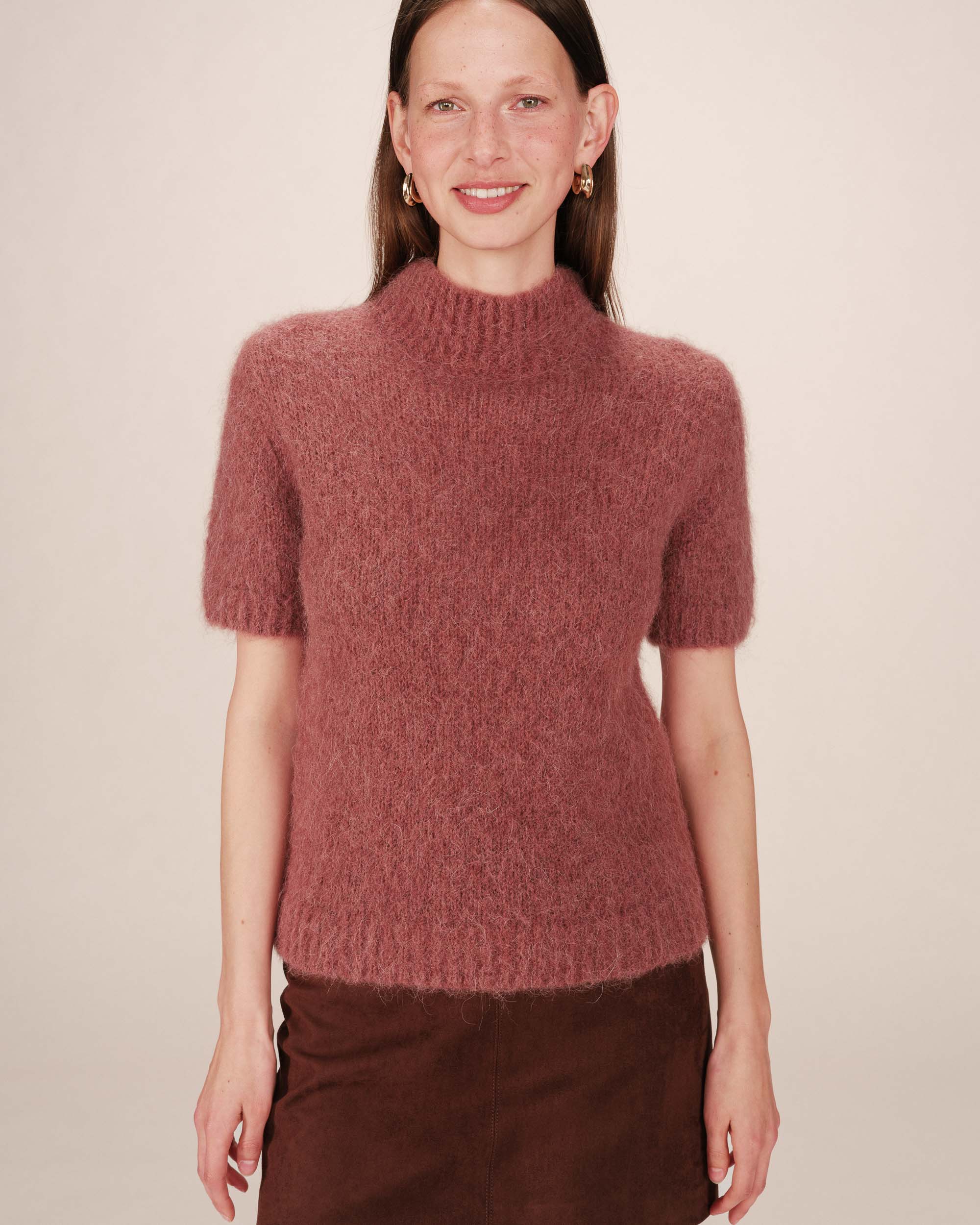 Pull col montant laine terracotta Saule
