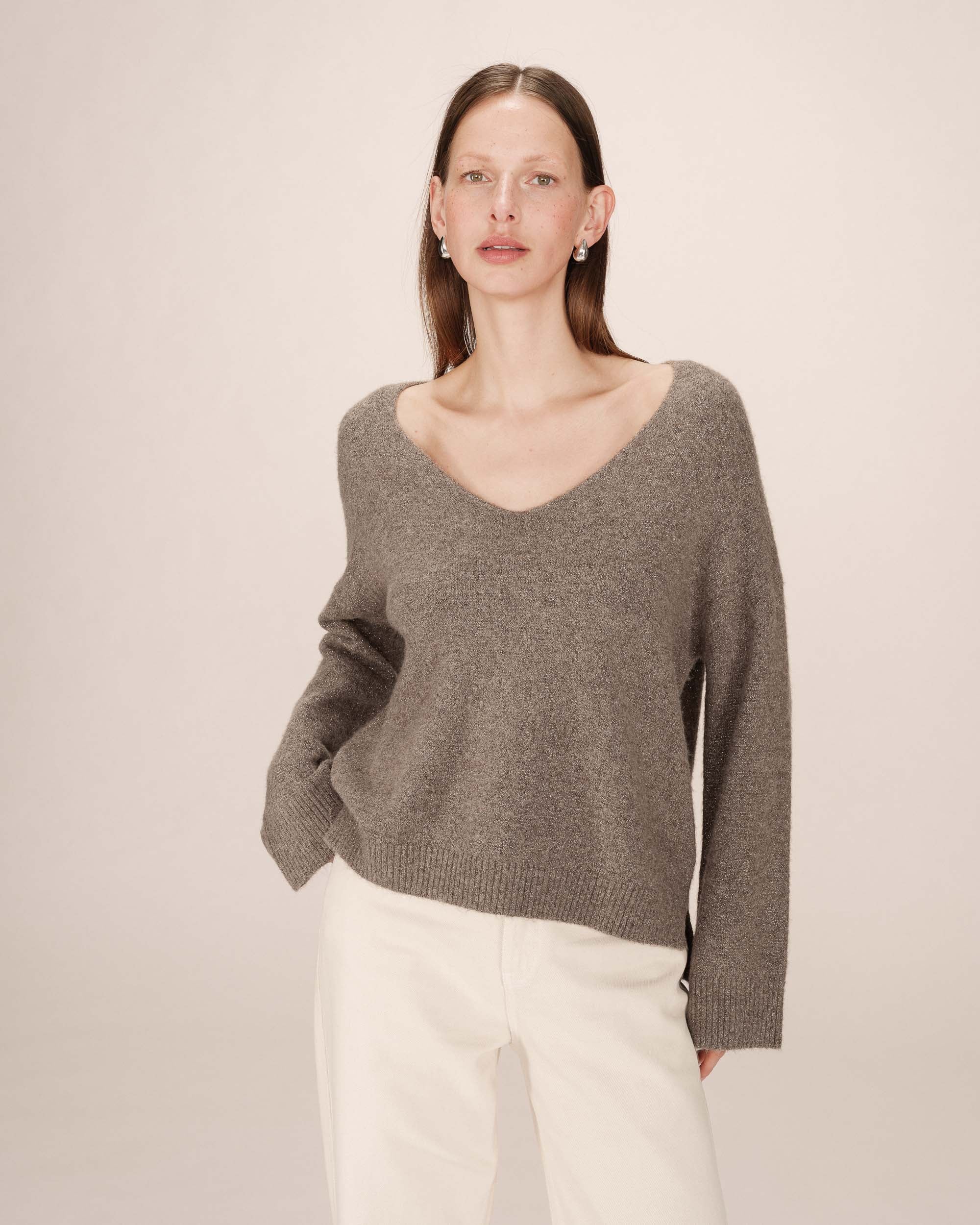 Pull en lurex taupe Salvador