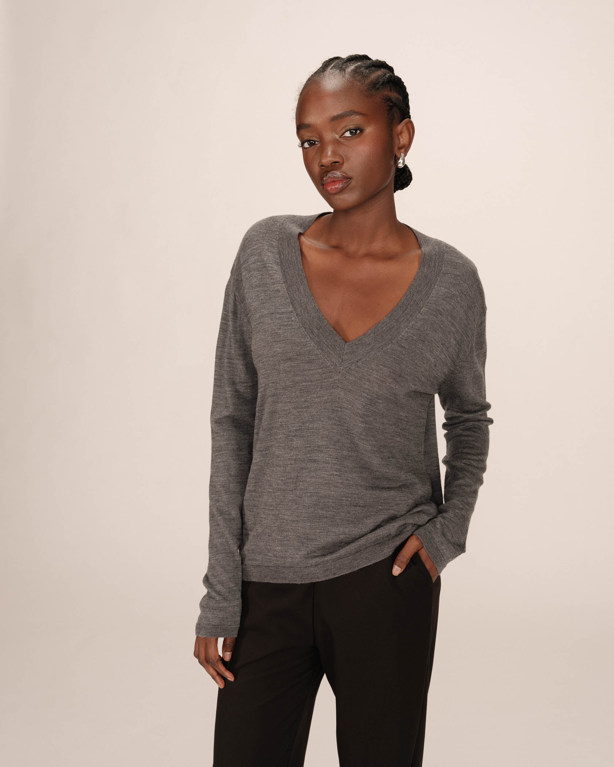Pull laine merinos anthracite Sabba