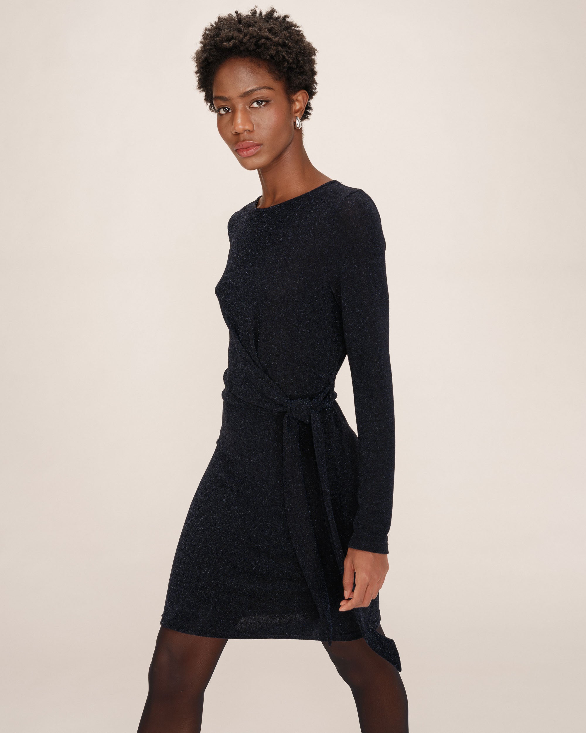 Robe courte en lurex marine Tea