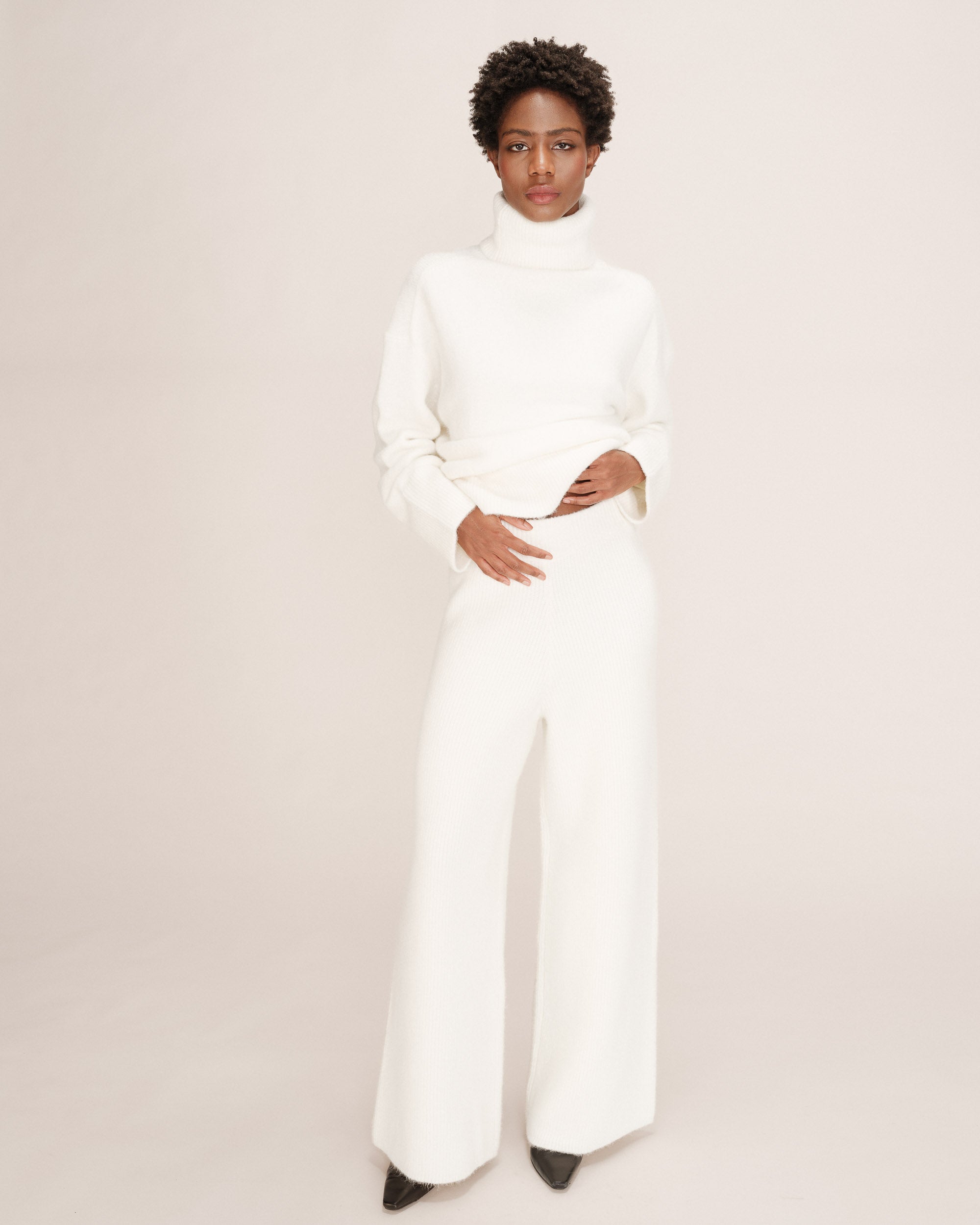 Pantalon en maille ivoire Taxton